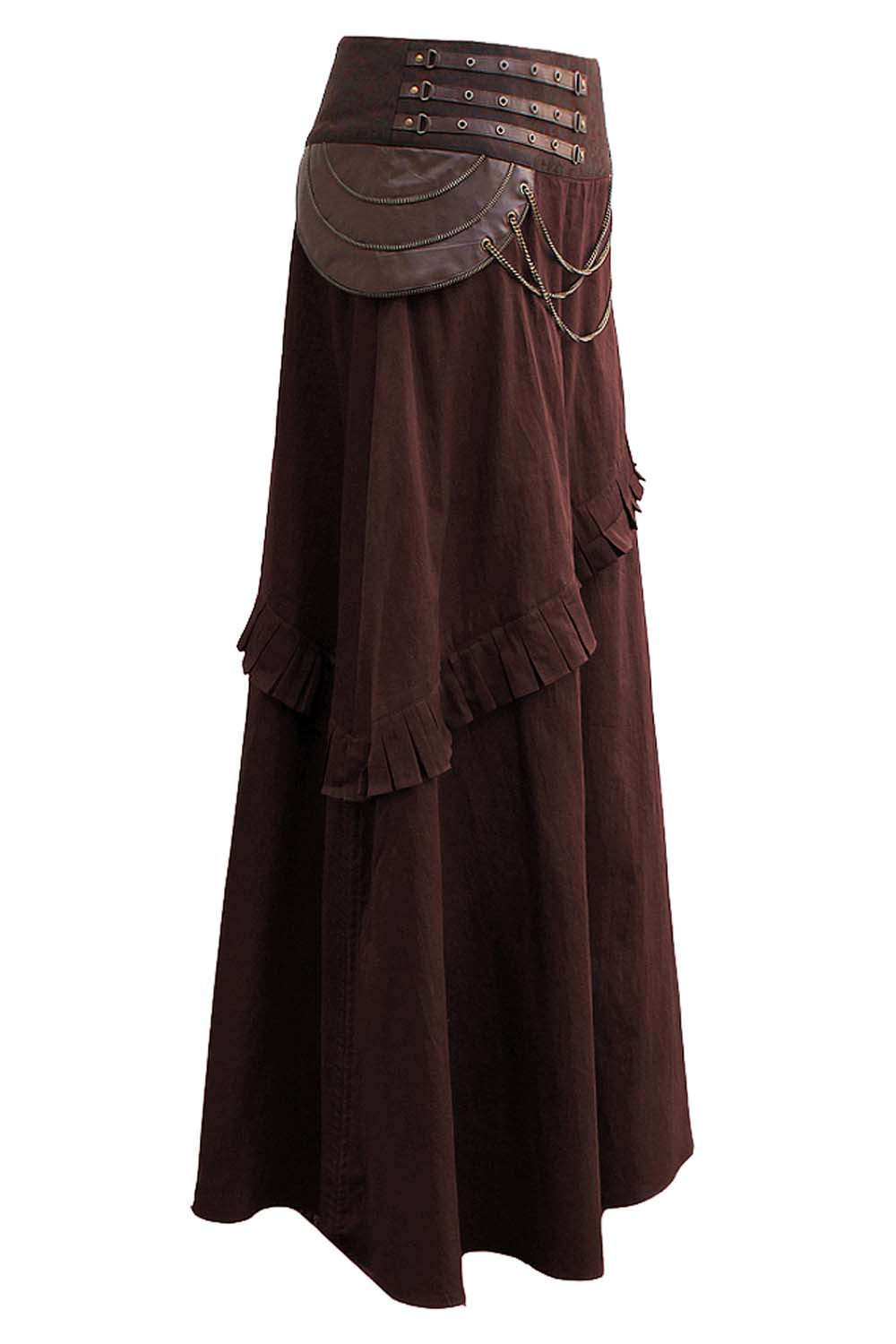 Maritza Brown Cotton Steampunk Skirt
