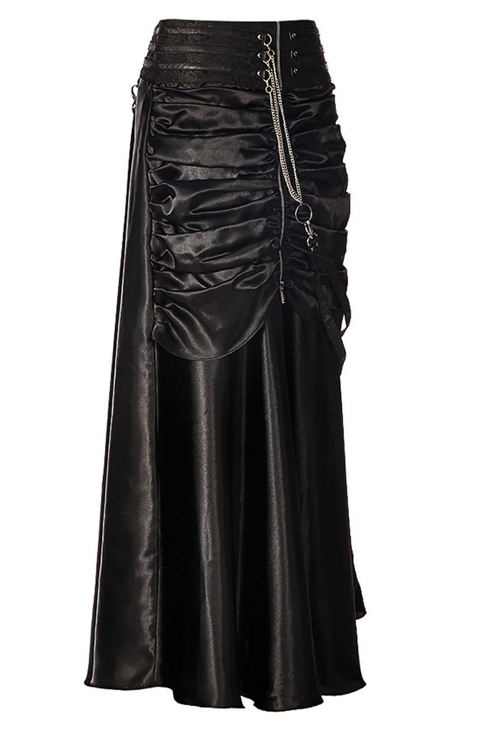 Jessie Black Satin Steampunk Bustle Skirt