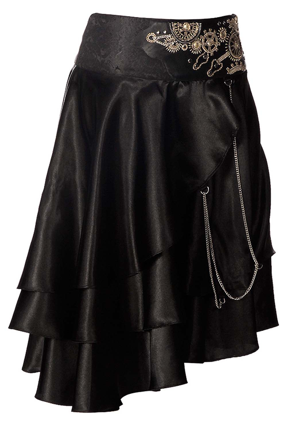 Joleen Black Steampunk Embroidered Skirt