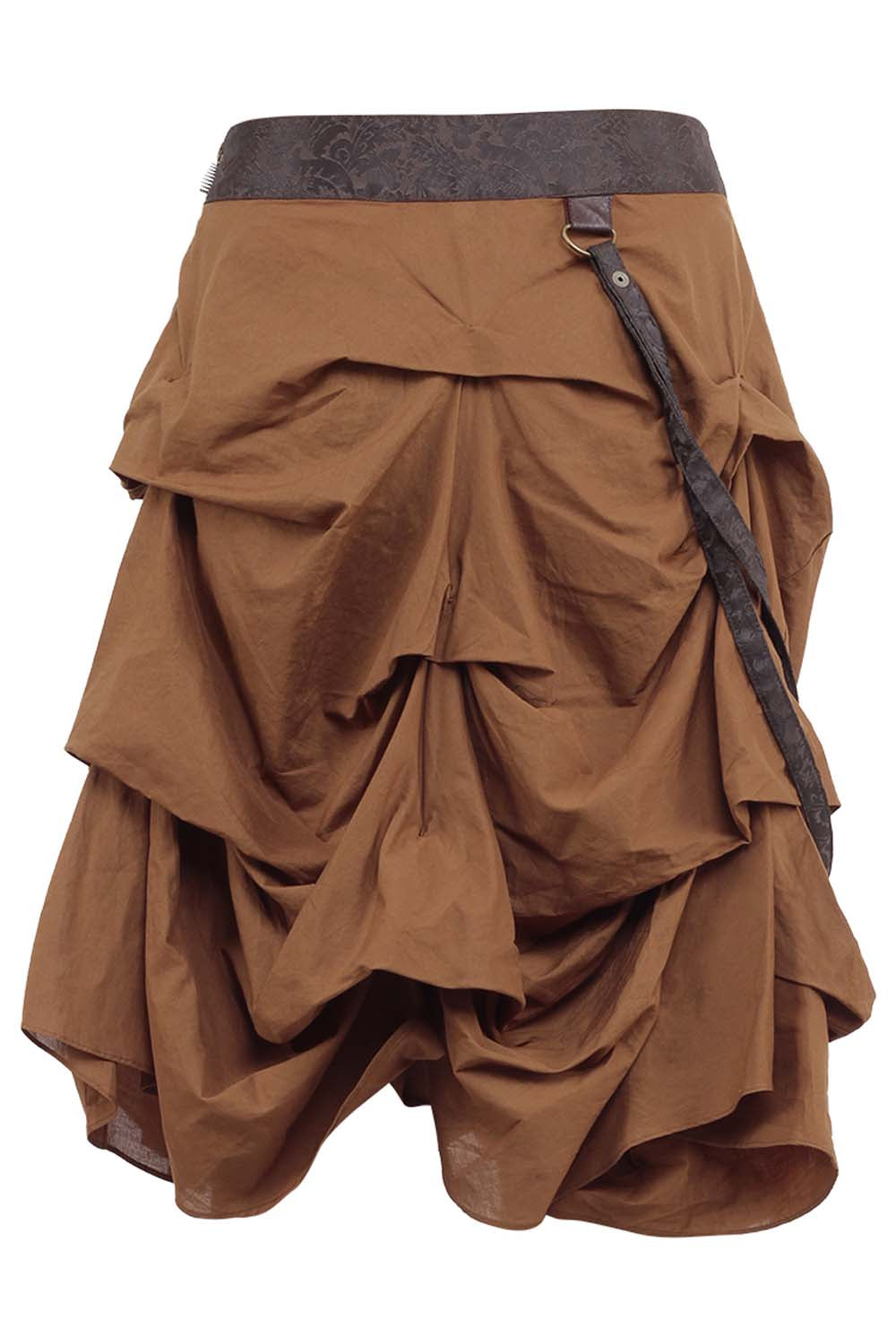 Sheba Steampunk Tan Cotton Ruched Skirt
