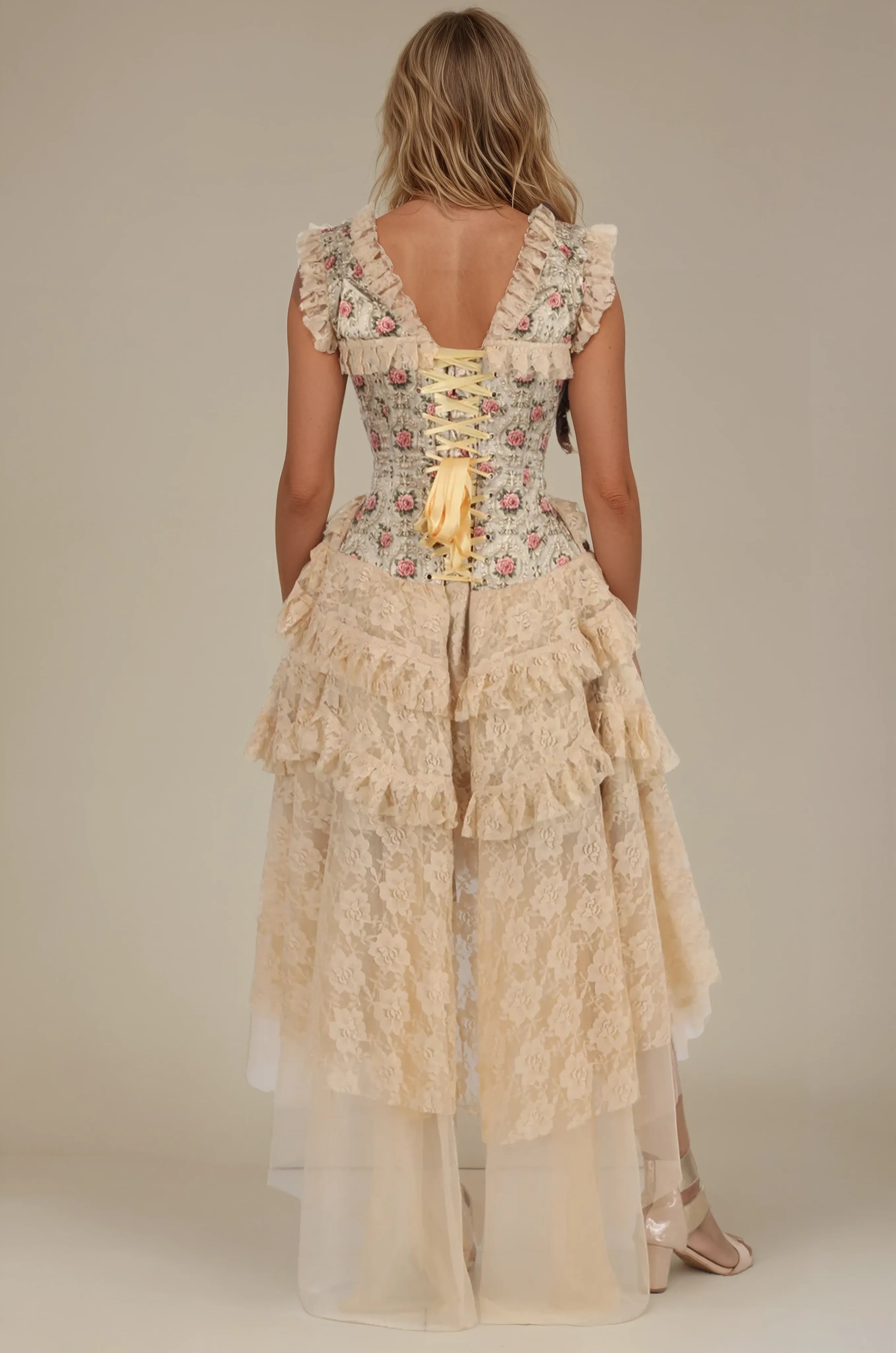 Melrose Rose Floral Satin Corset Dress