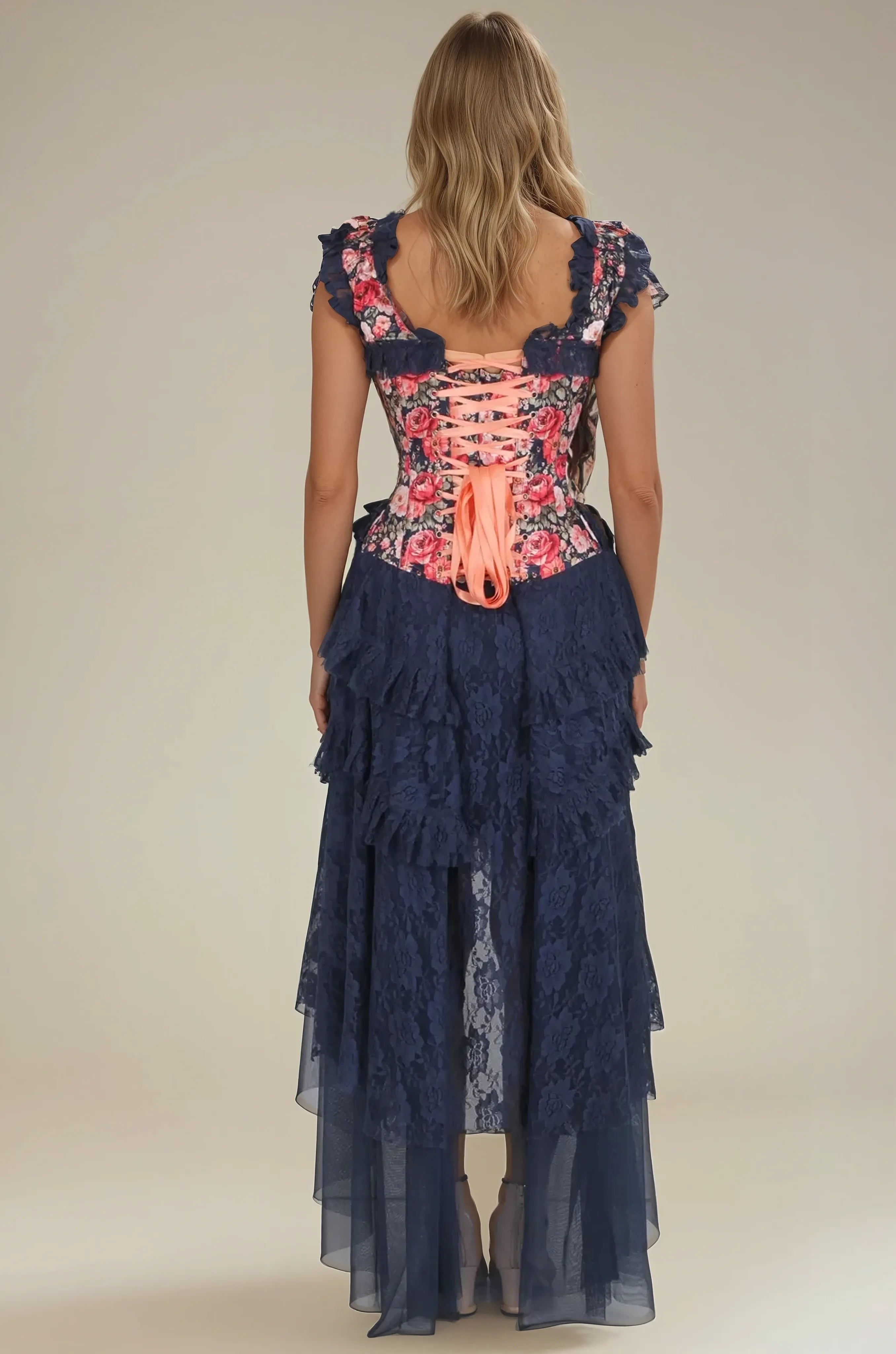 Jolyne Midnight Garden Floral Corset Dress