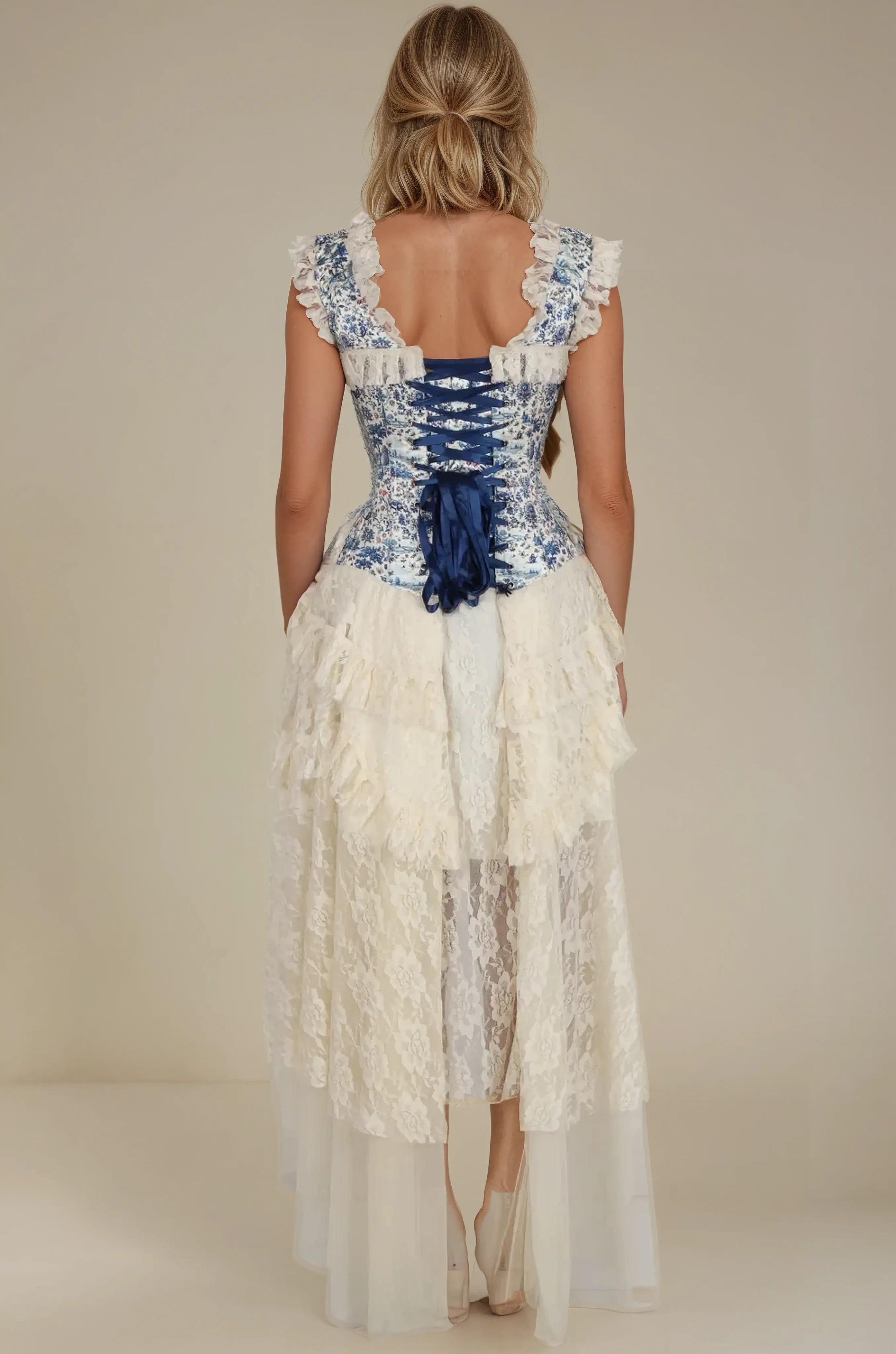 Connie Regal Voyage Print Satin Corset Dress