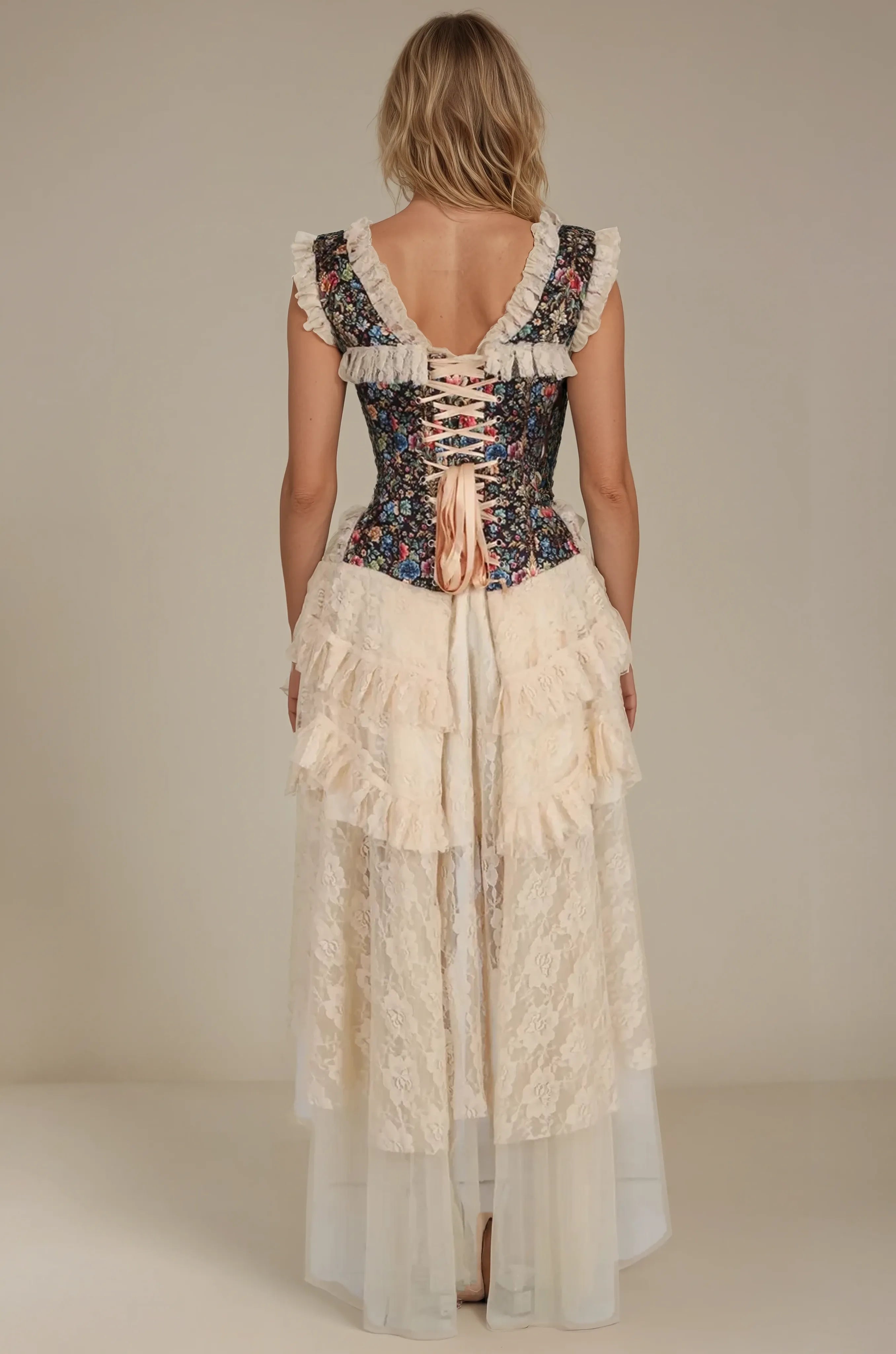 Becky Baroque Inspired Print Satin Corset Dress