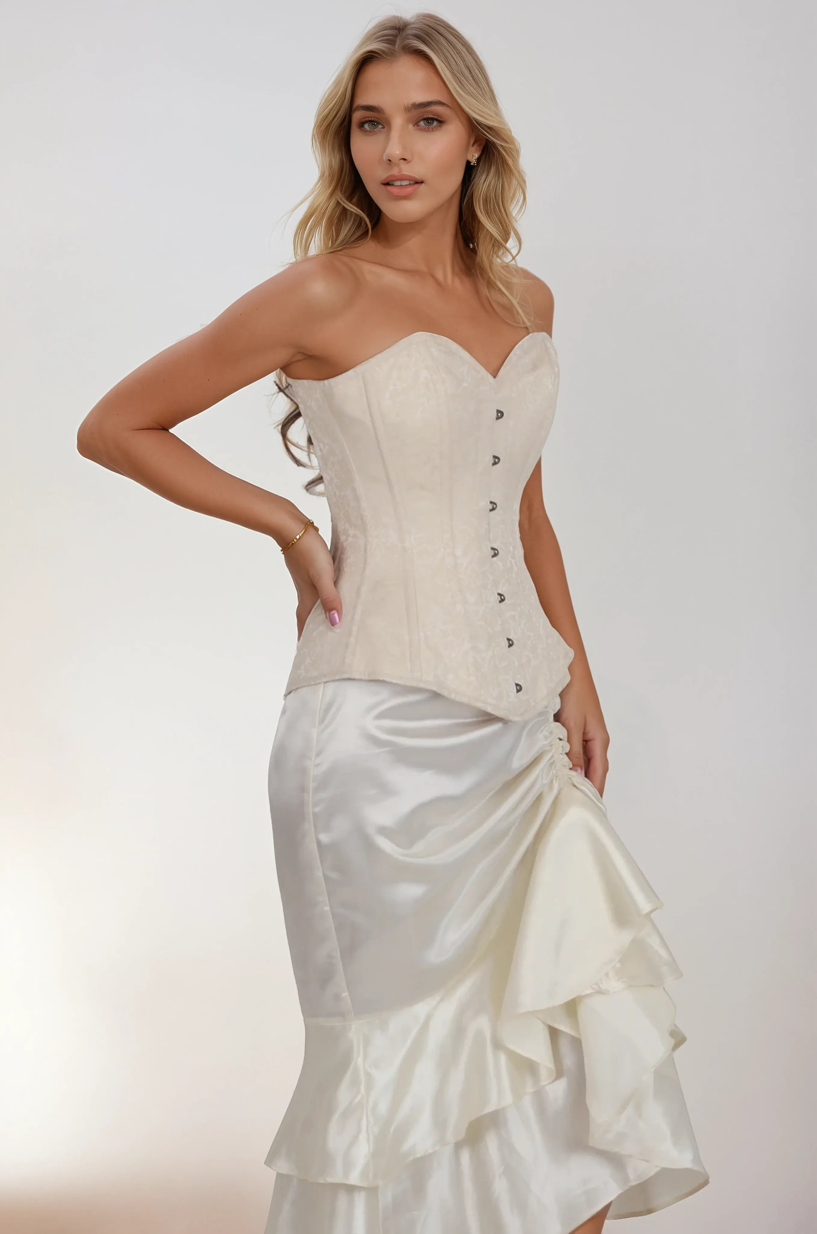 Laree Ivory Brocade Overbust Corset
