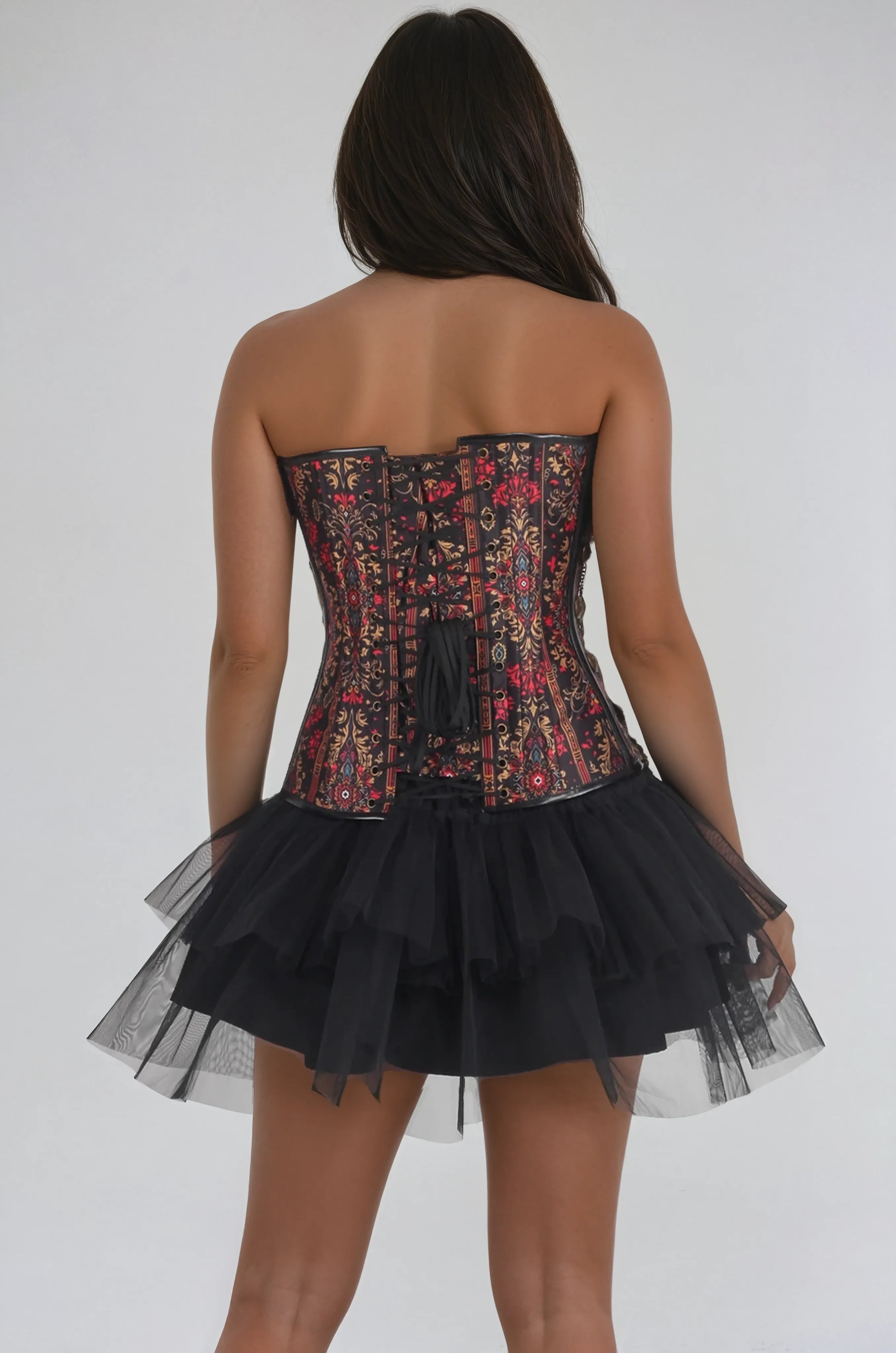 Allie Gothic Damask Stripe Ensemble Corset
