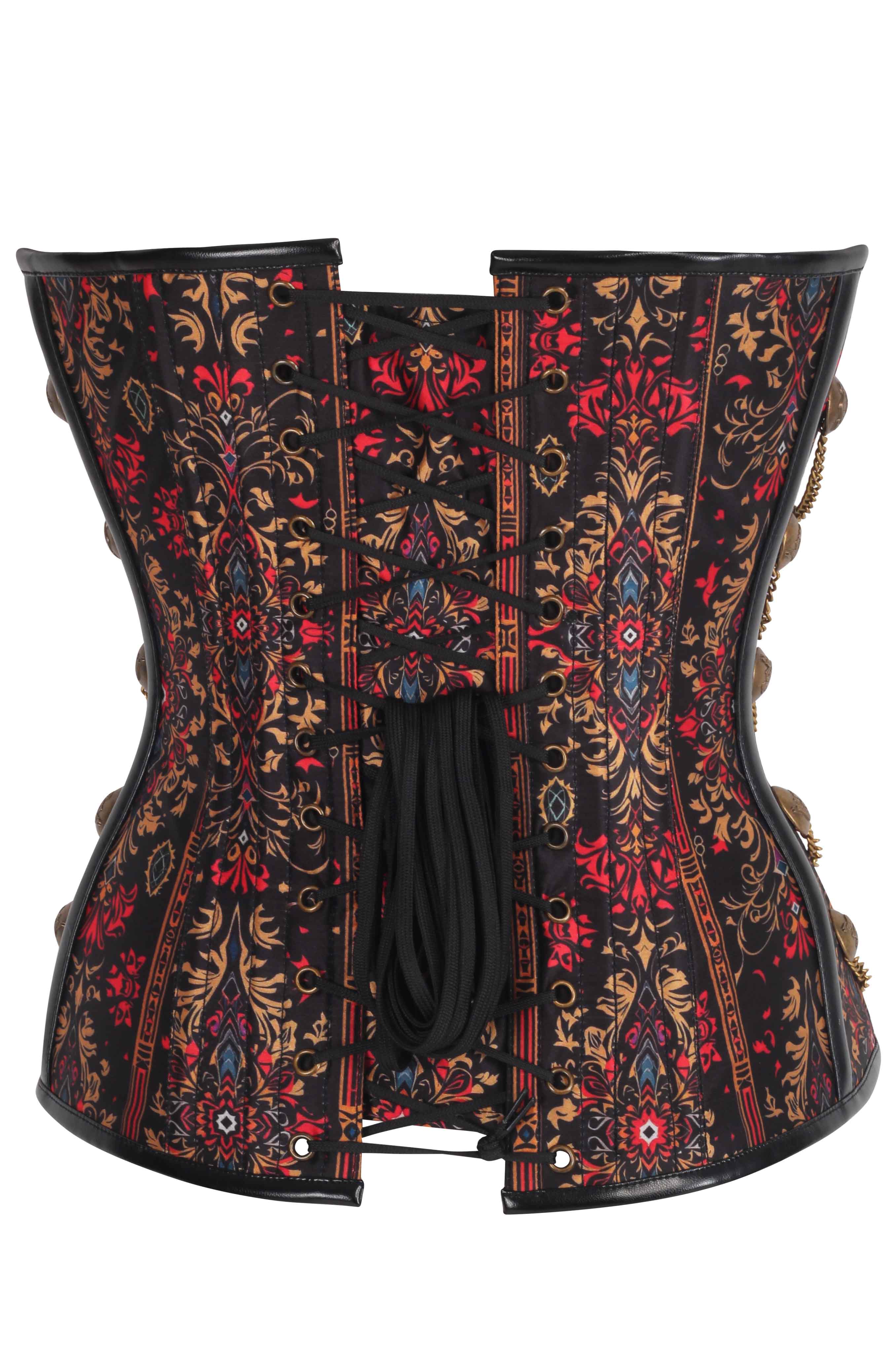 Allie Gothic Damask Stripe Ensemble Corset