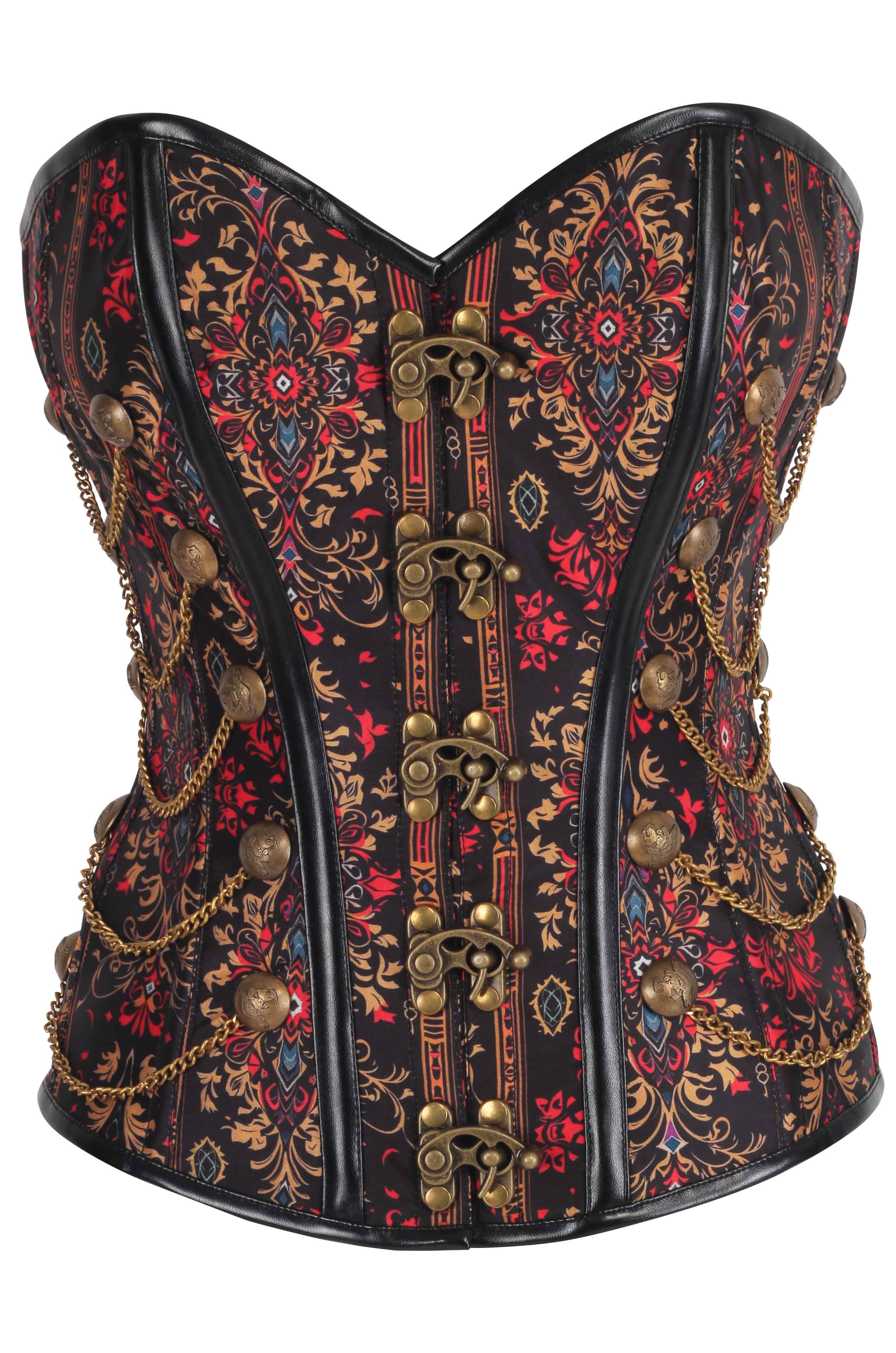 Allie Gothic Damask Stripe Ensemble Corset