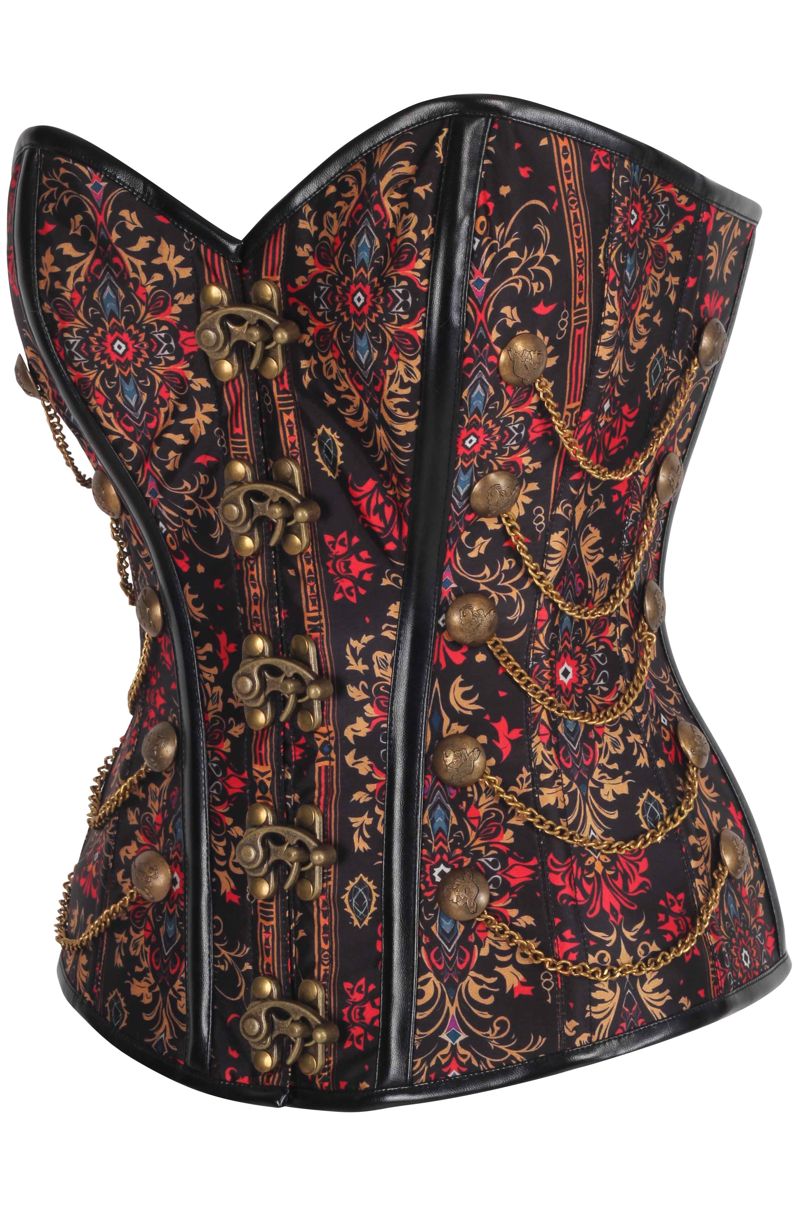 Allie Gothic Damask Stripe Ensemble Corset