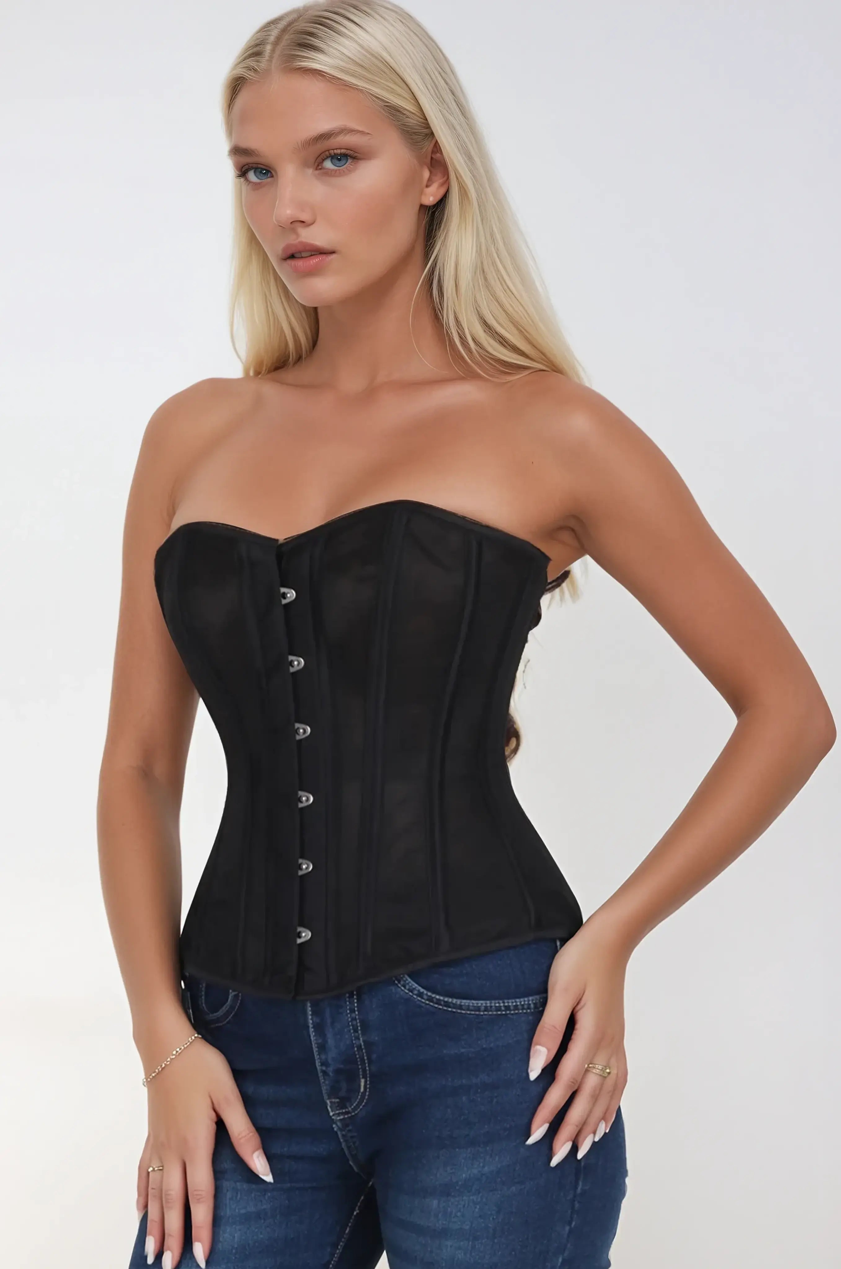 Keandra Black Mesh Overbust Corset
