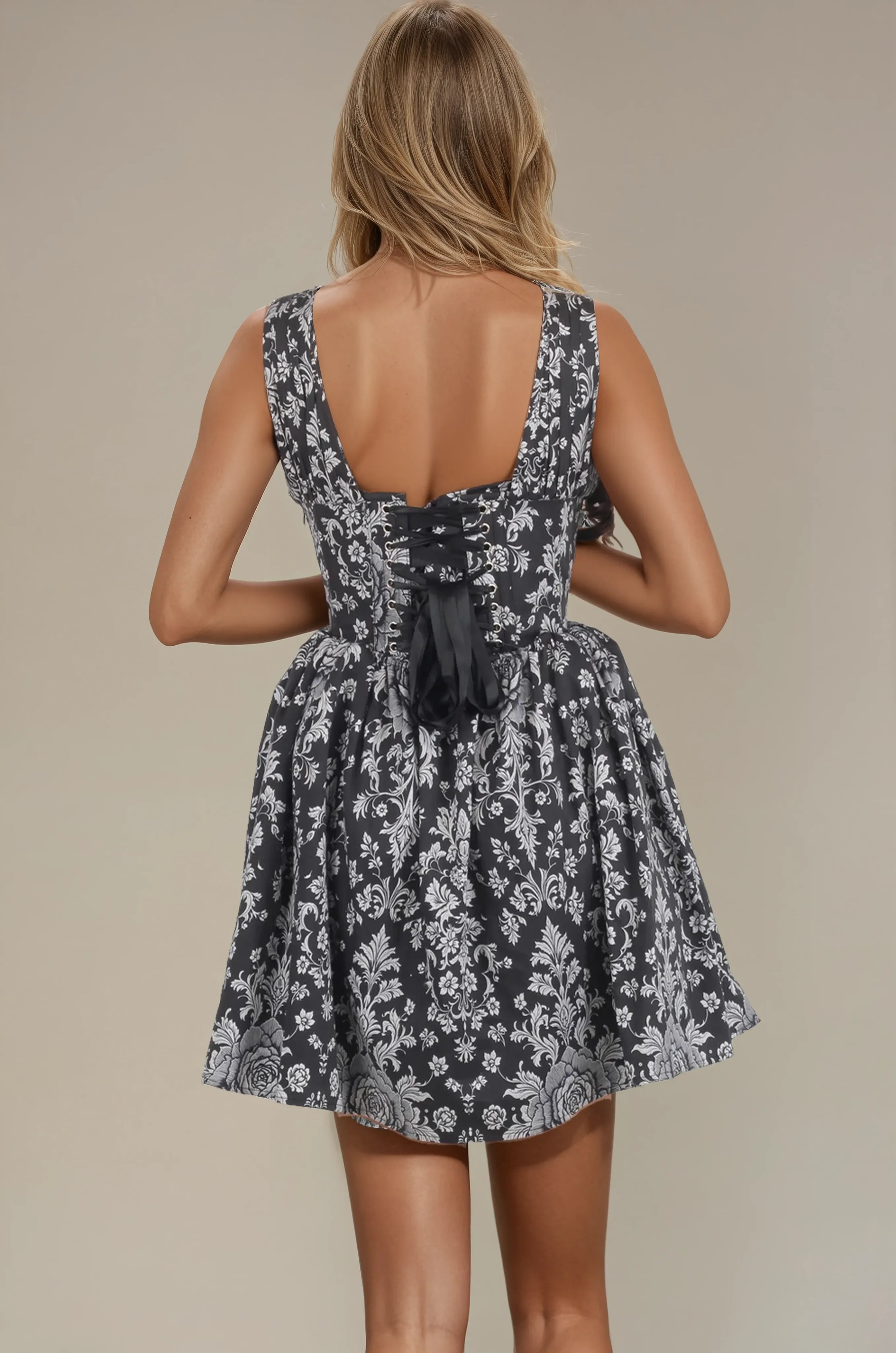 Odette Floral Damask Corset Dress