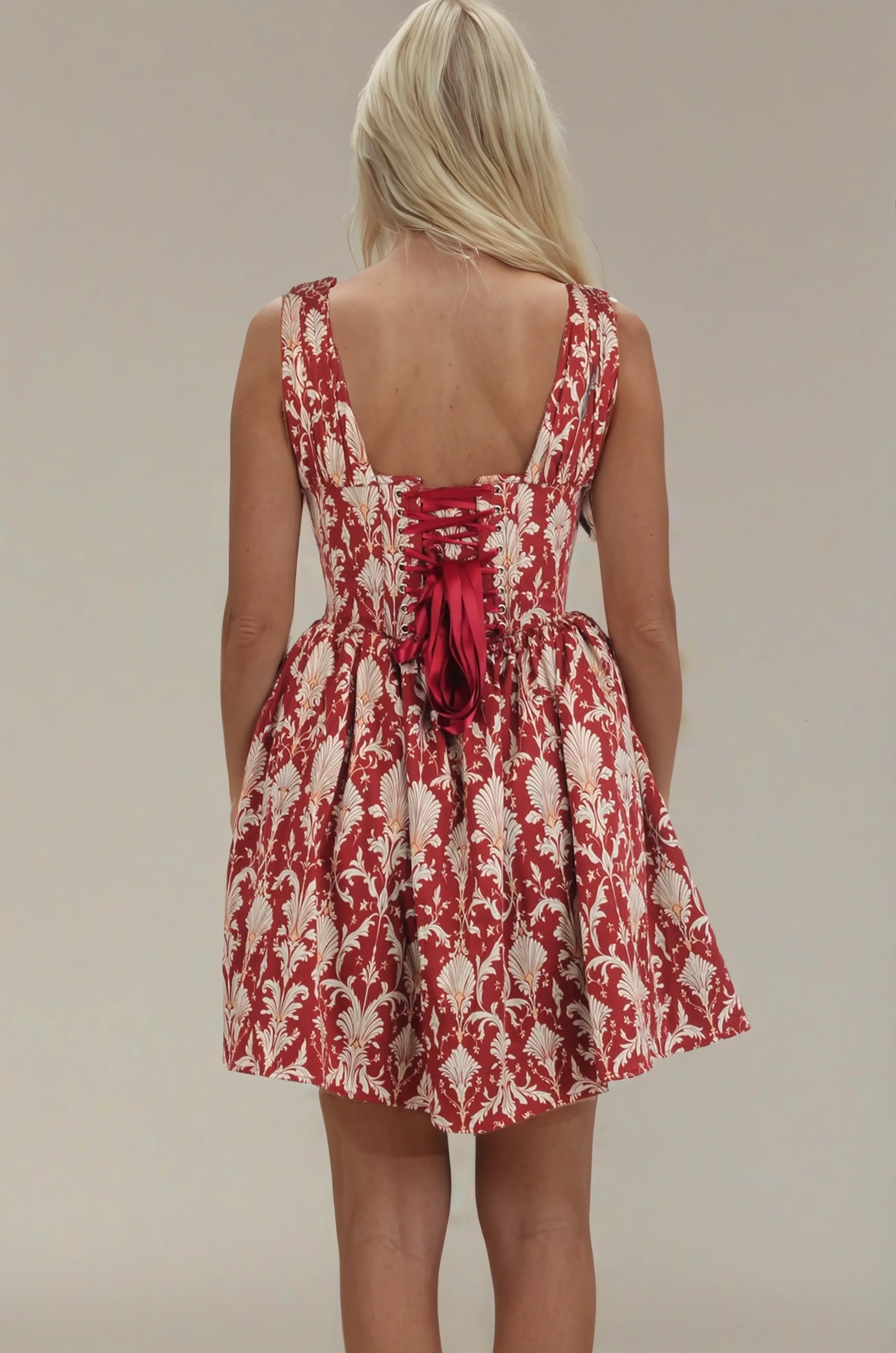 Gwendolyn Crimson Cathedral Corset Dress