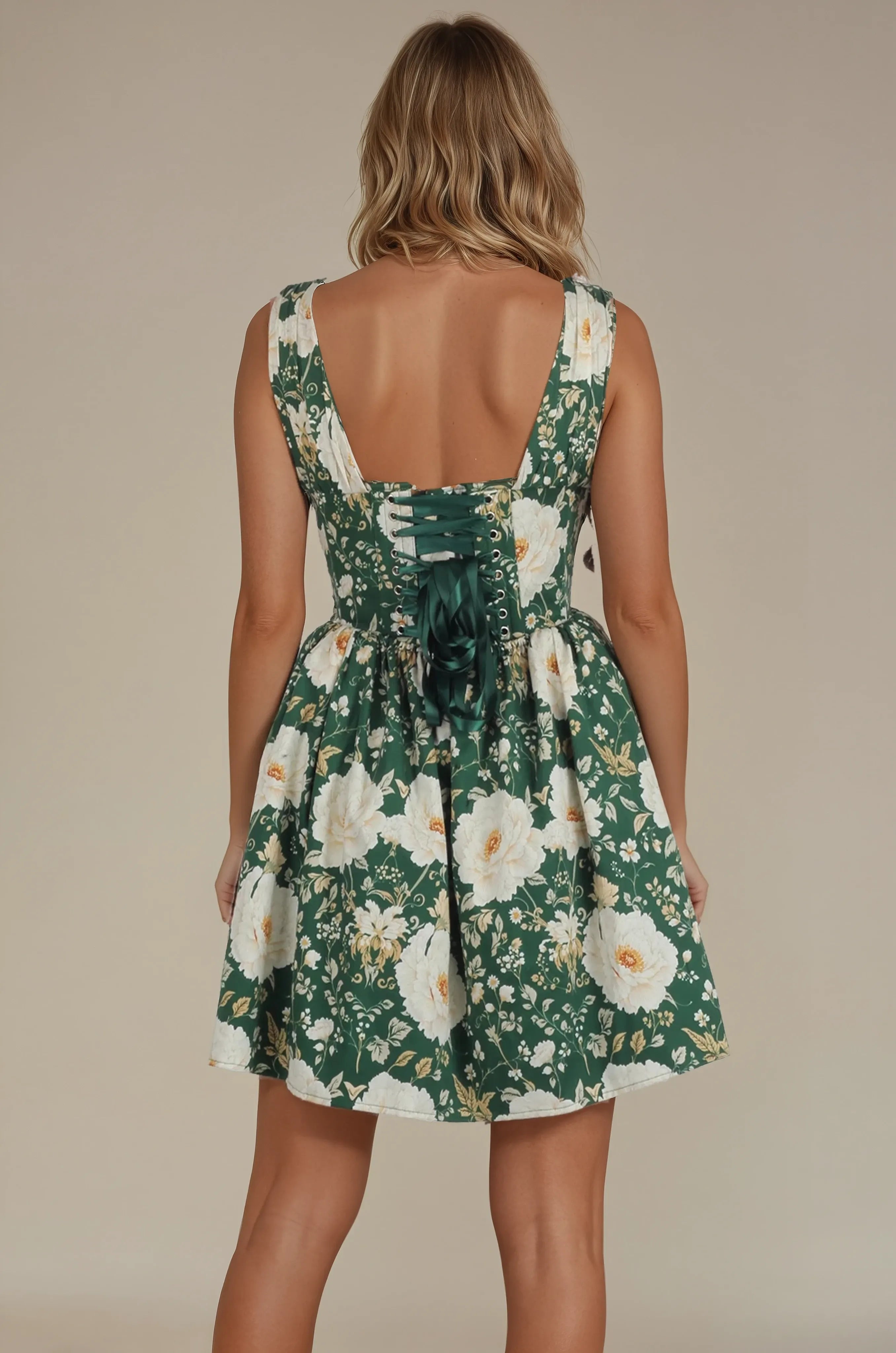 Abigail Emerald Damask Corset Dress