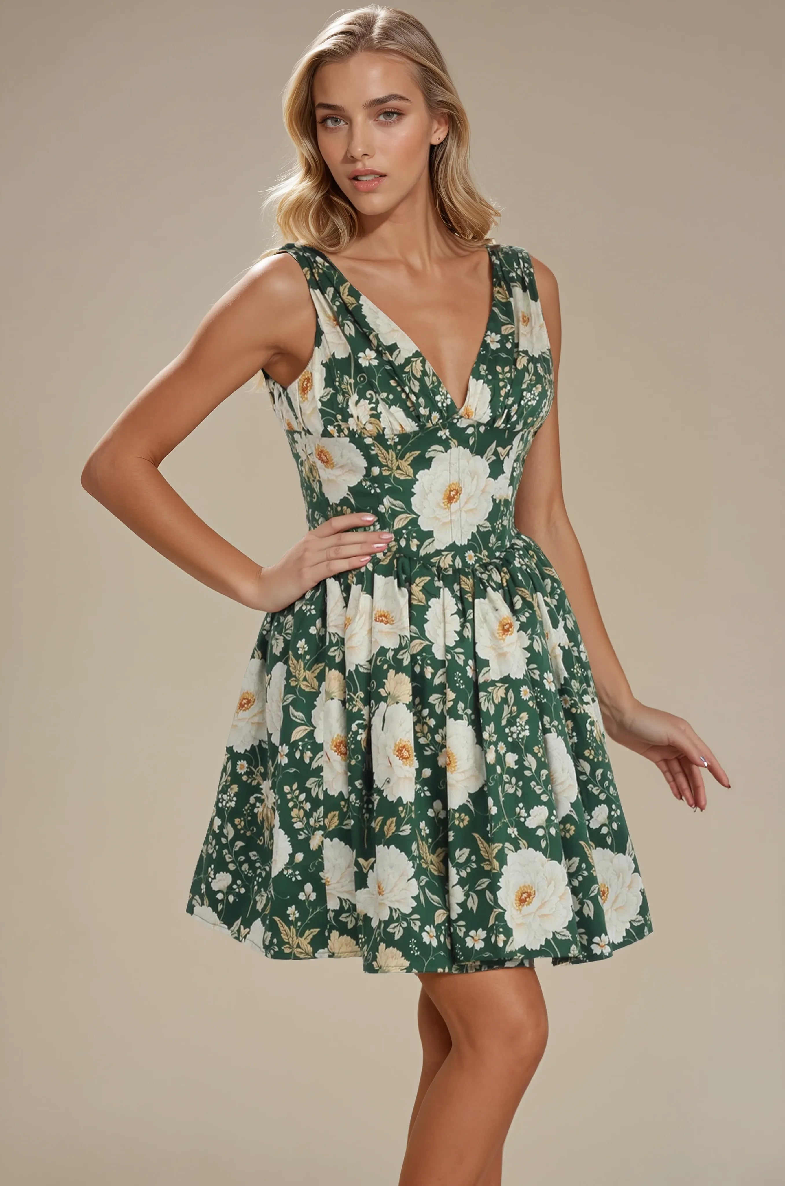 Abigail Emerald Damask Corset Dress