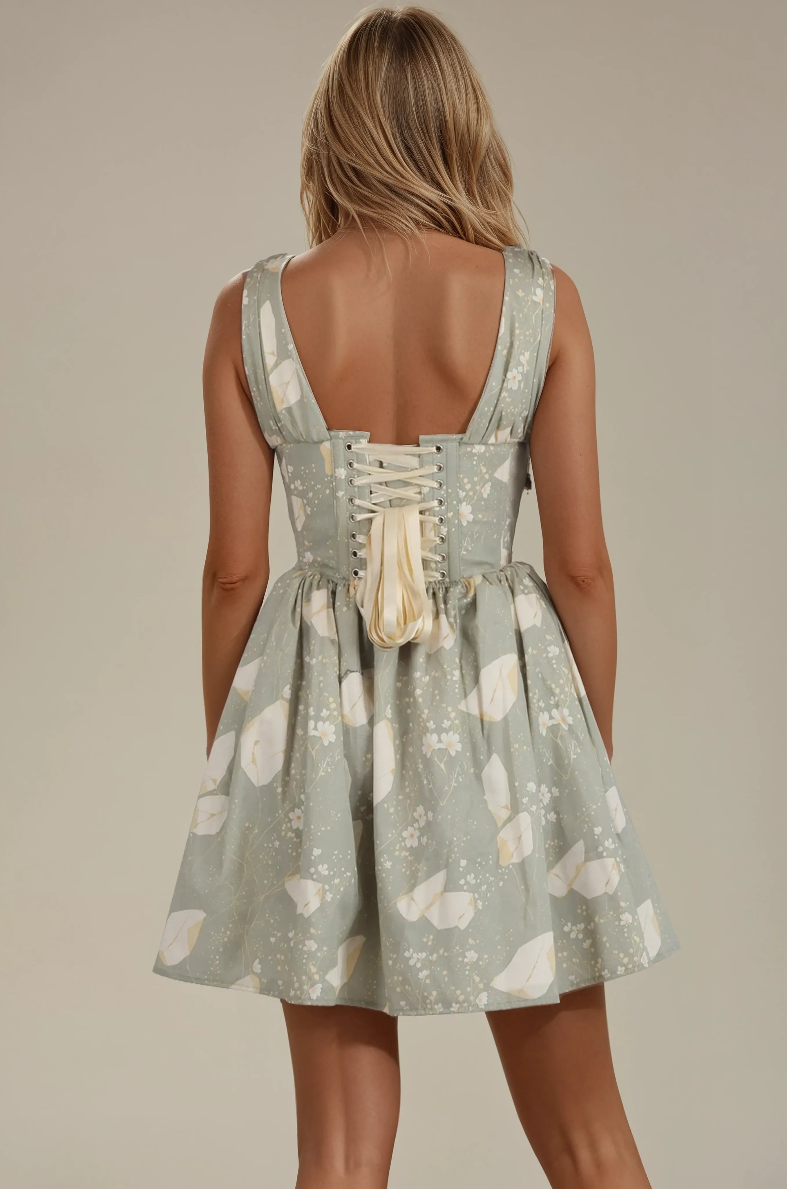 Mayra Kintsugi Sage Green Corset Dress