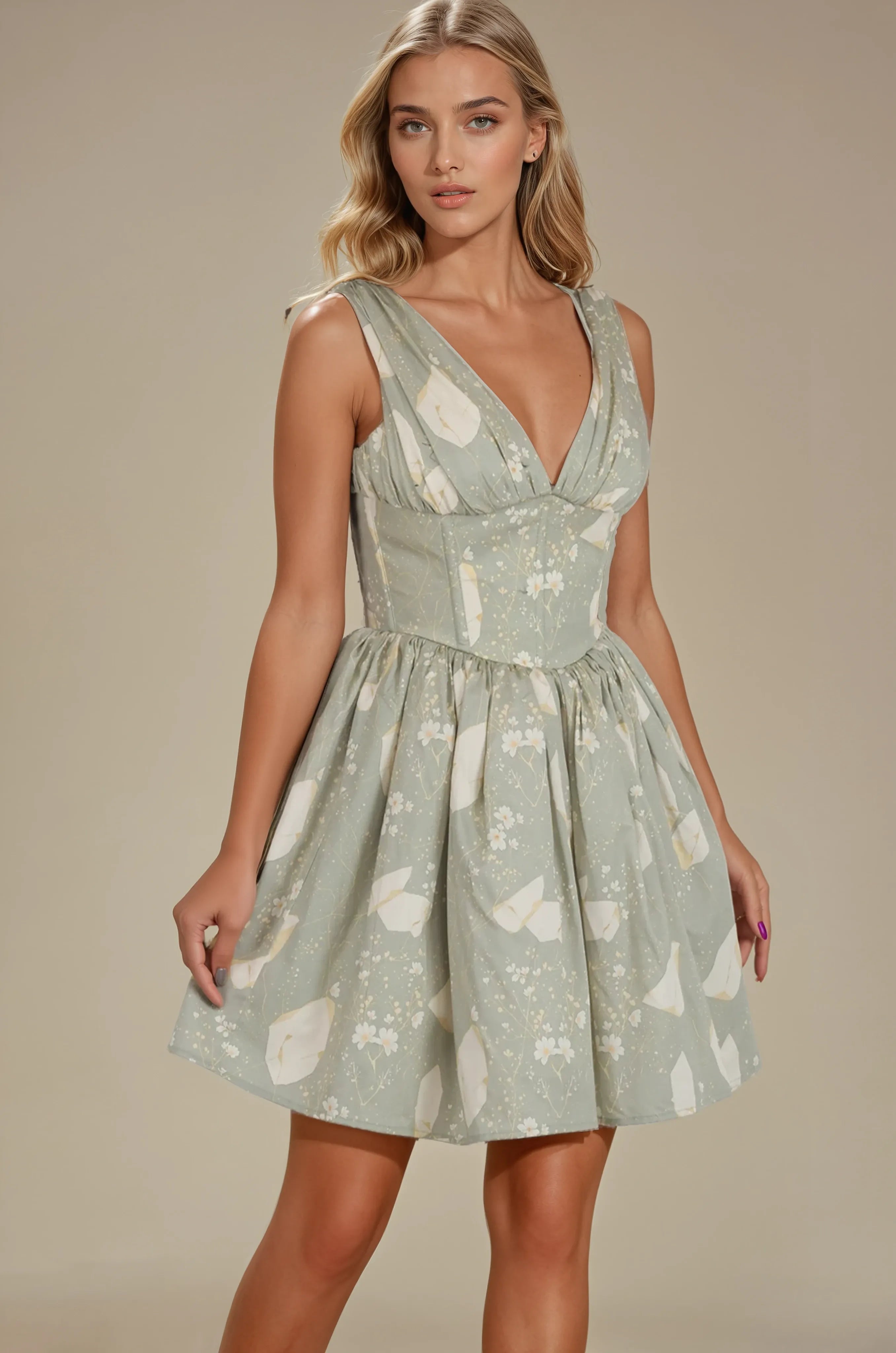 Mayra Kintsugi Sage Green Corset Dress