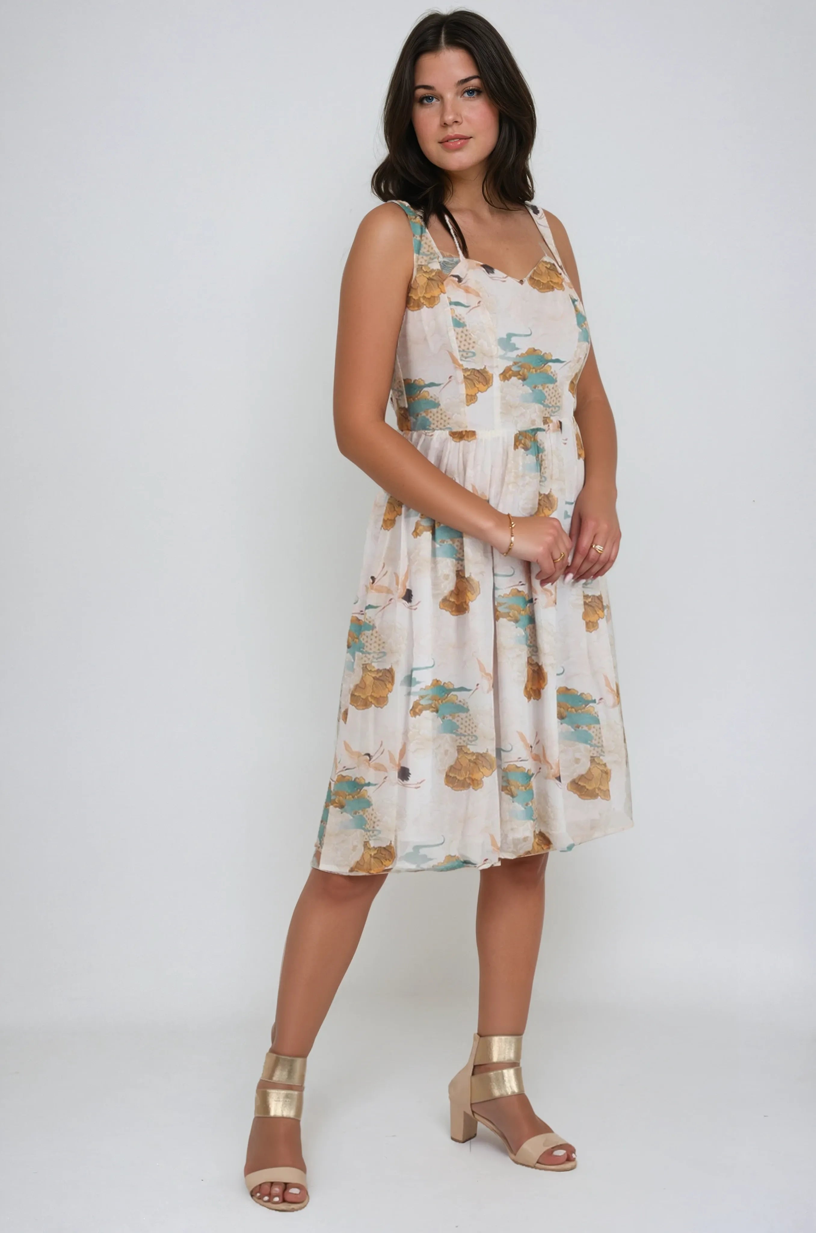 Arris Tea Dress with Sweetheart Neck