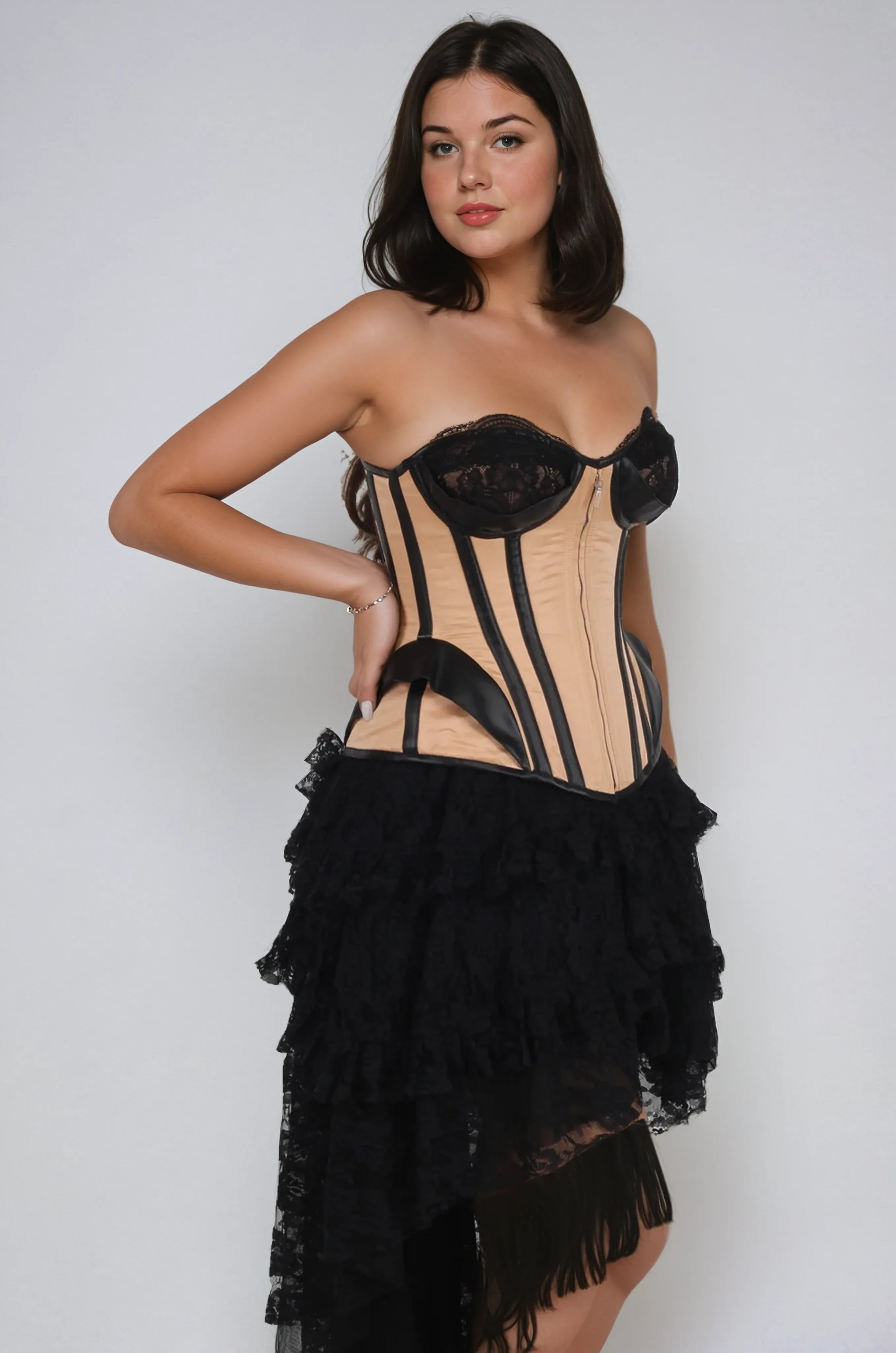 Della Satin With Lace Bustier Corset