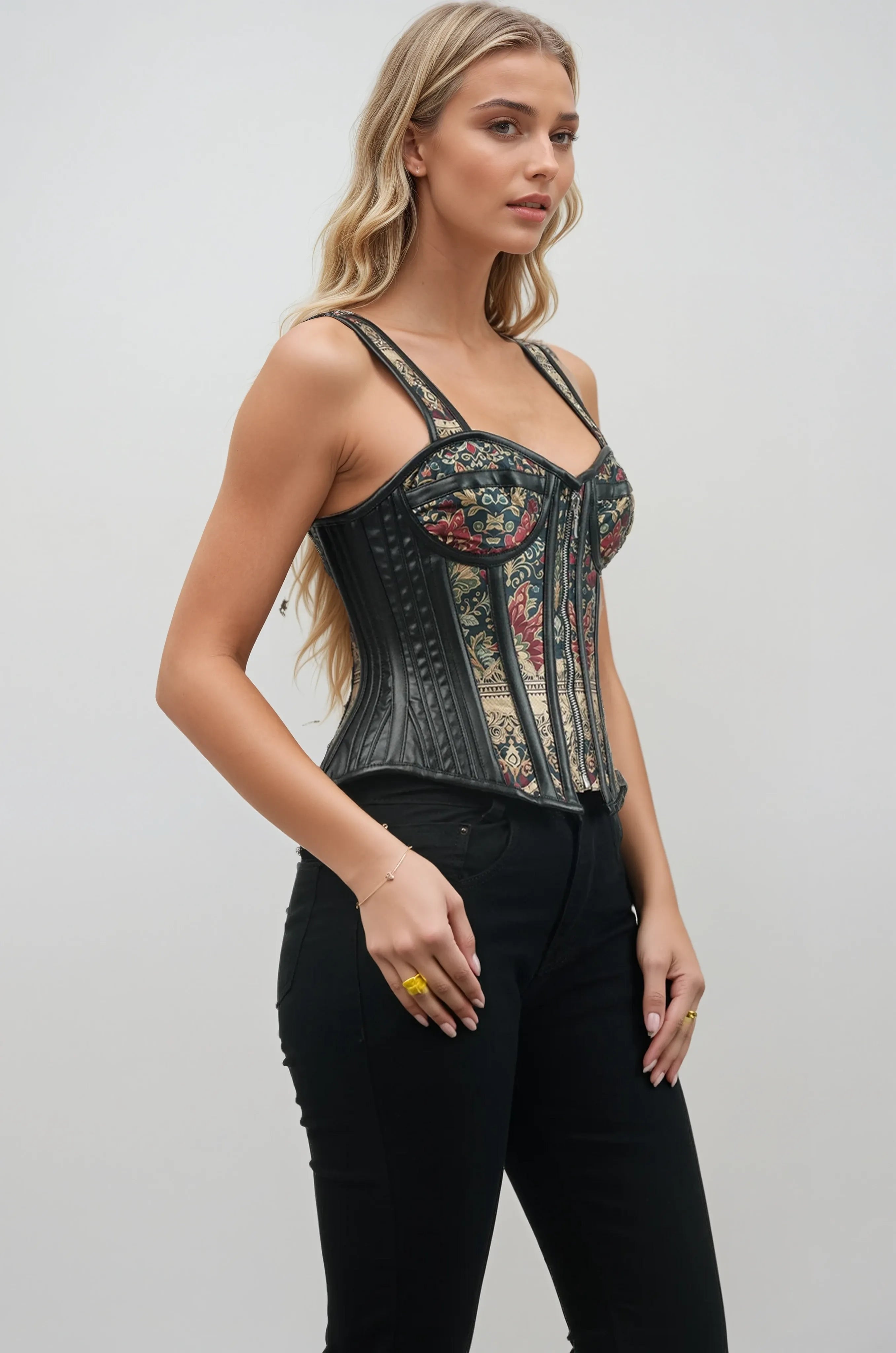 Teryn Emerald Baroque Floral Corset