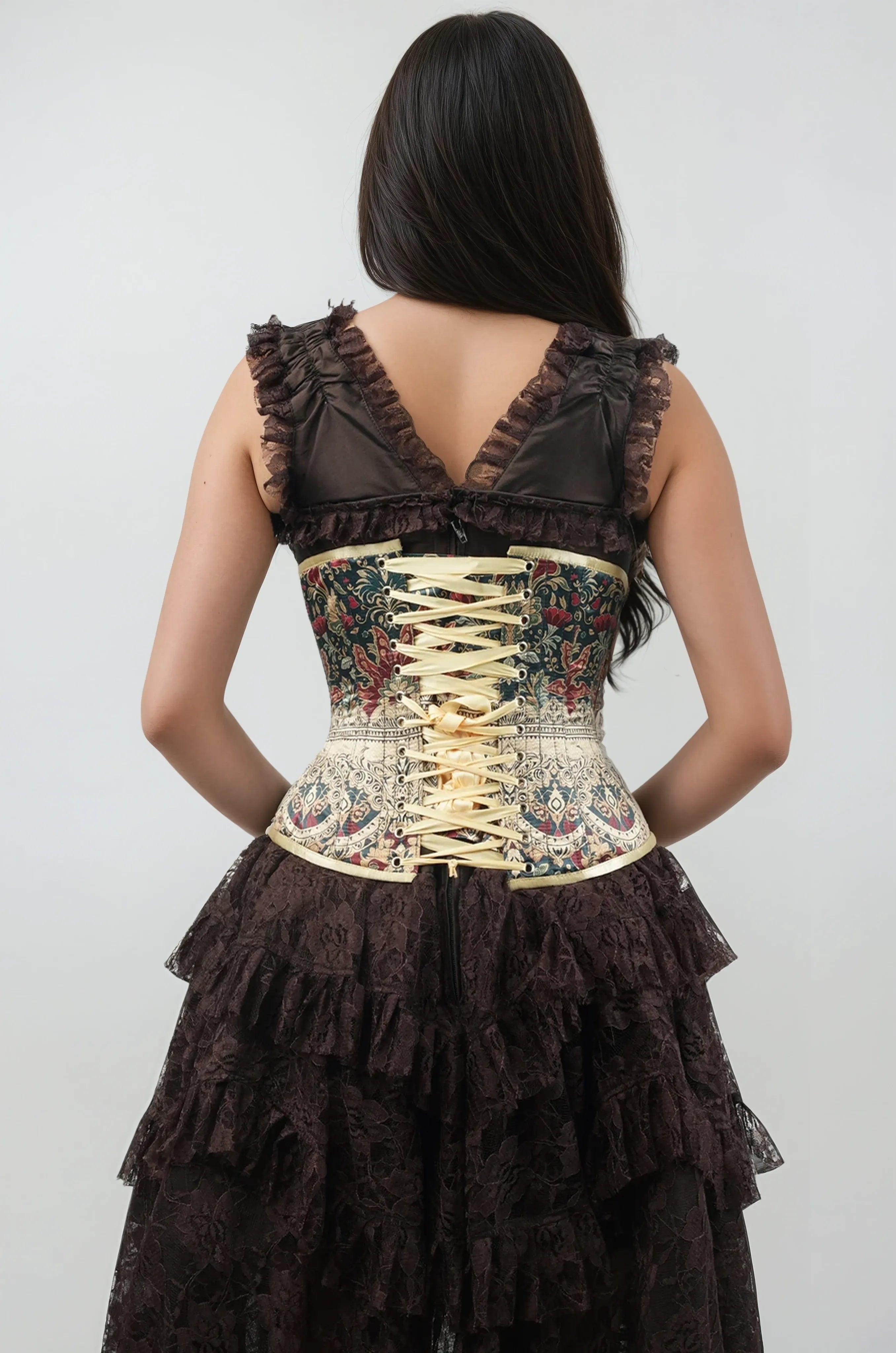Irvina Floral Satin Underbust Corset