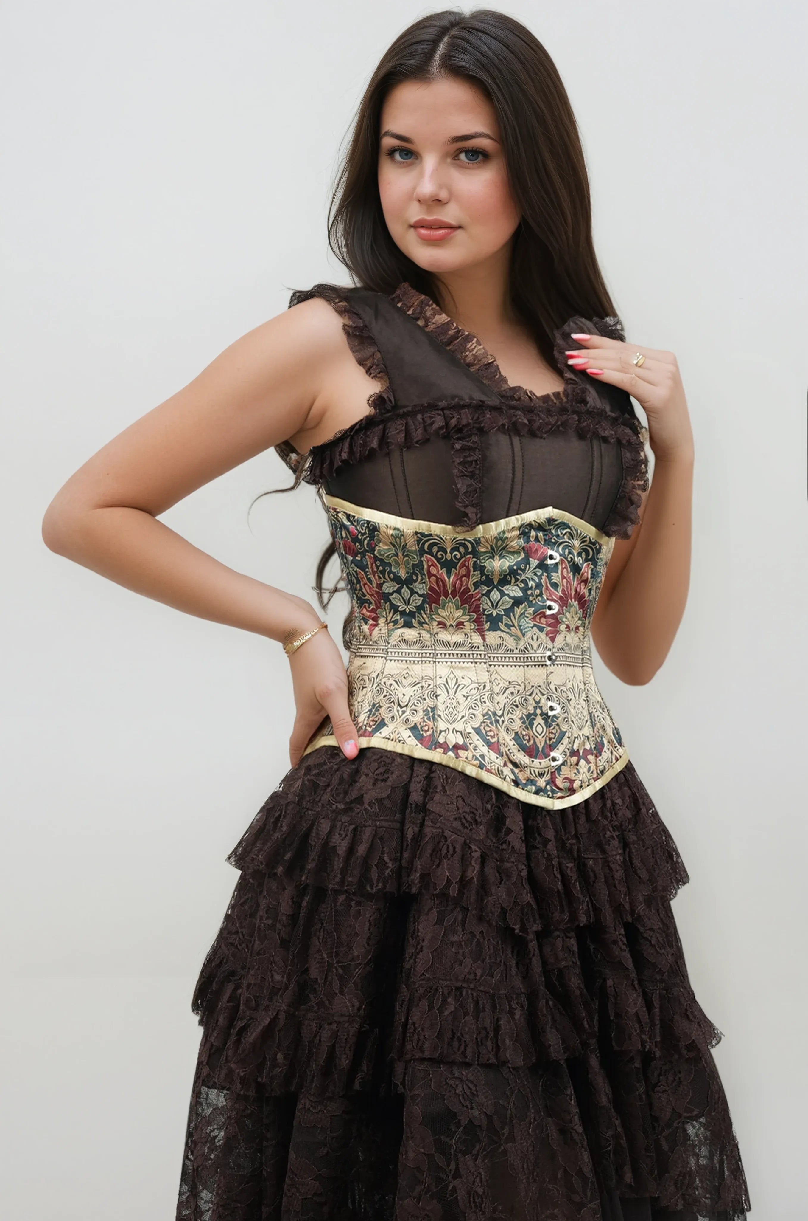 Irvina Floral Satin Underbust Corset