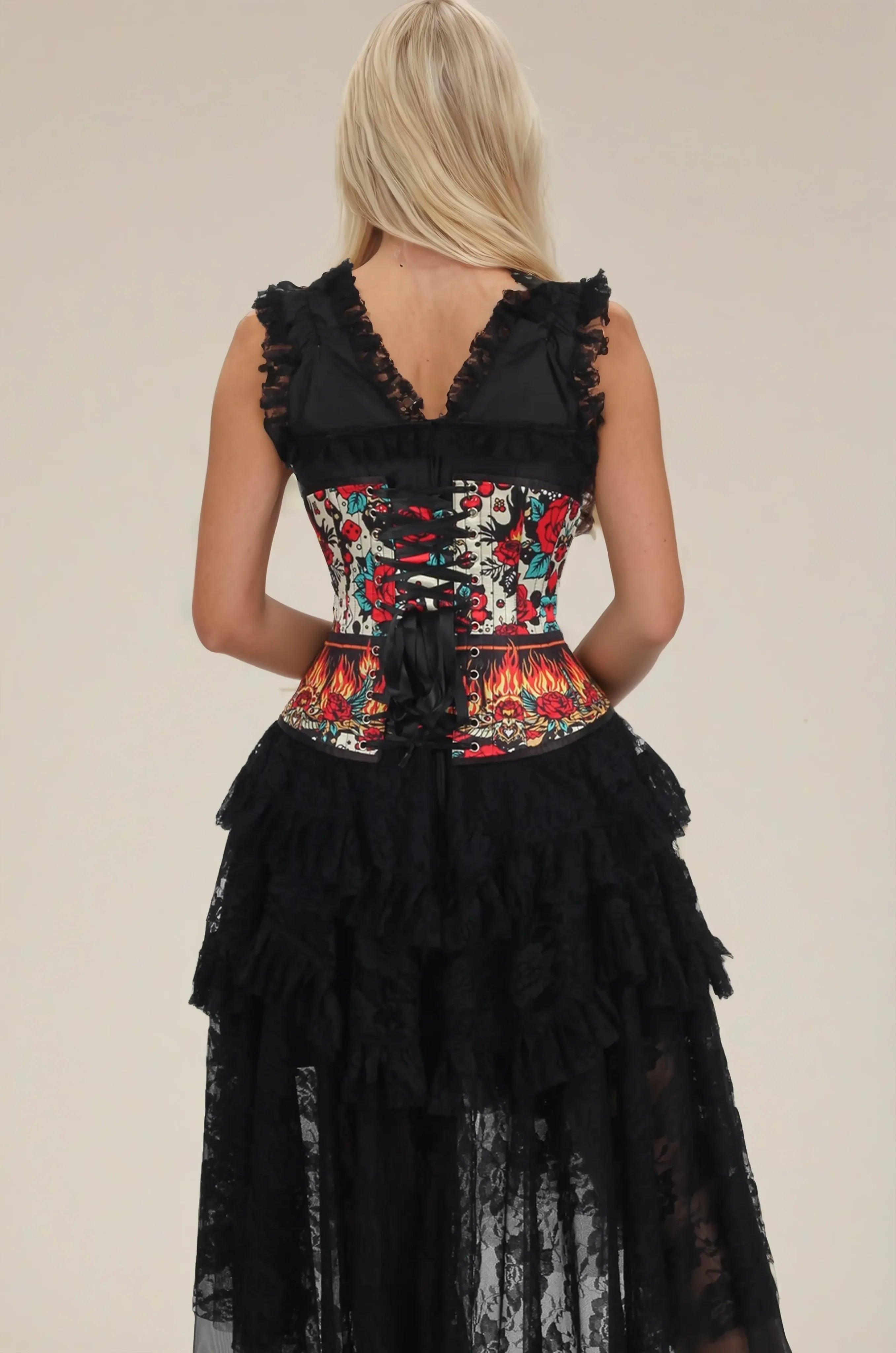 Schelley Retro Roses Flames Corset