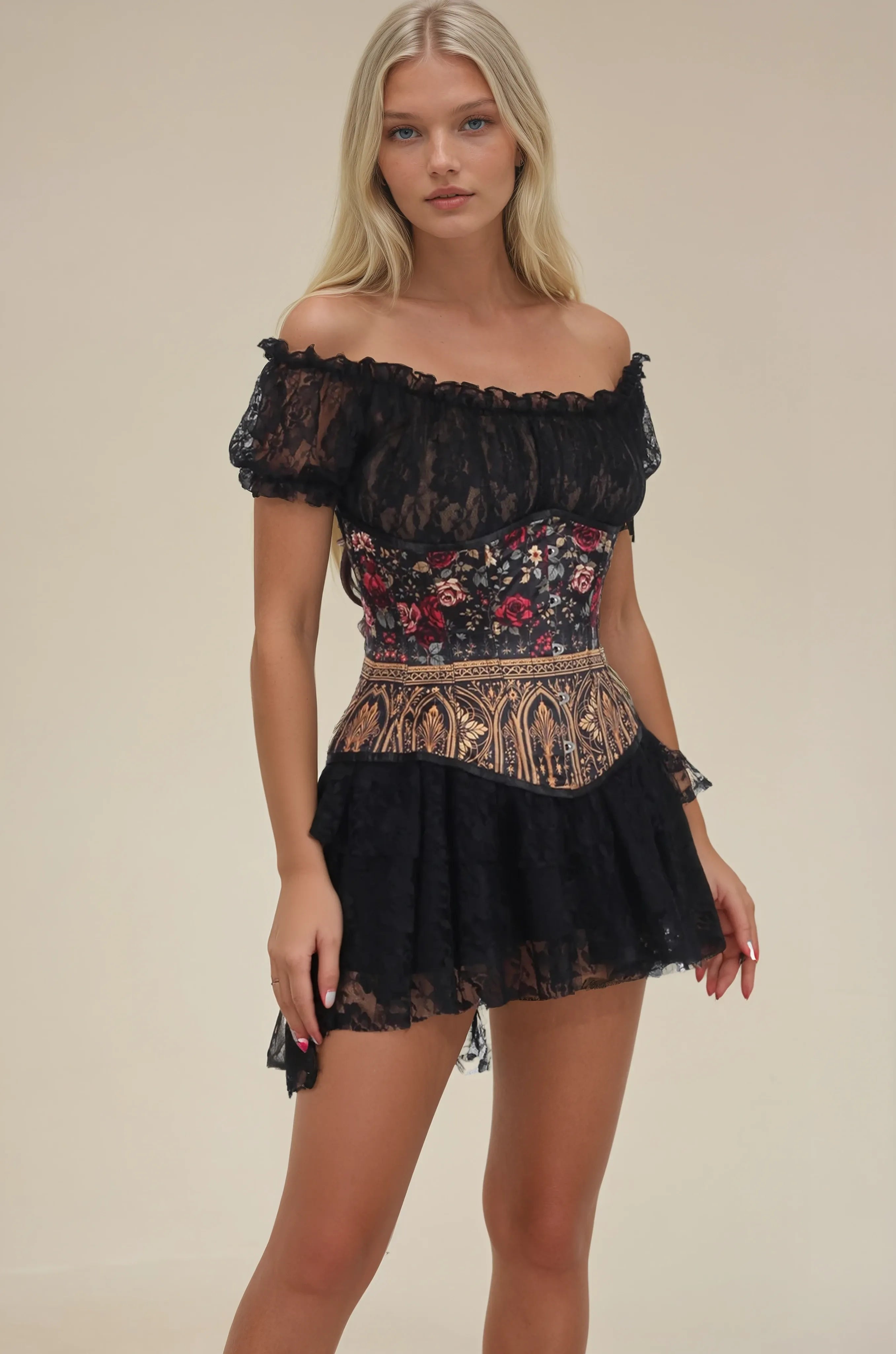 Harleen Midnight Cathedral Bloom Corset