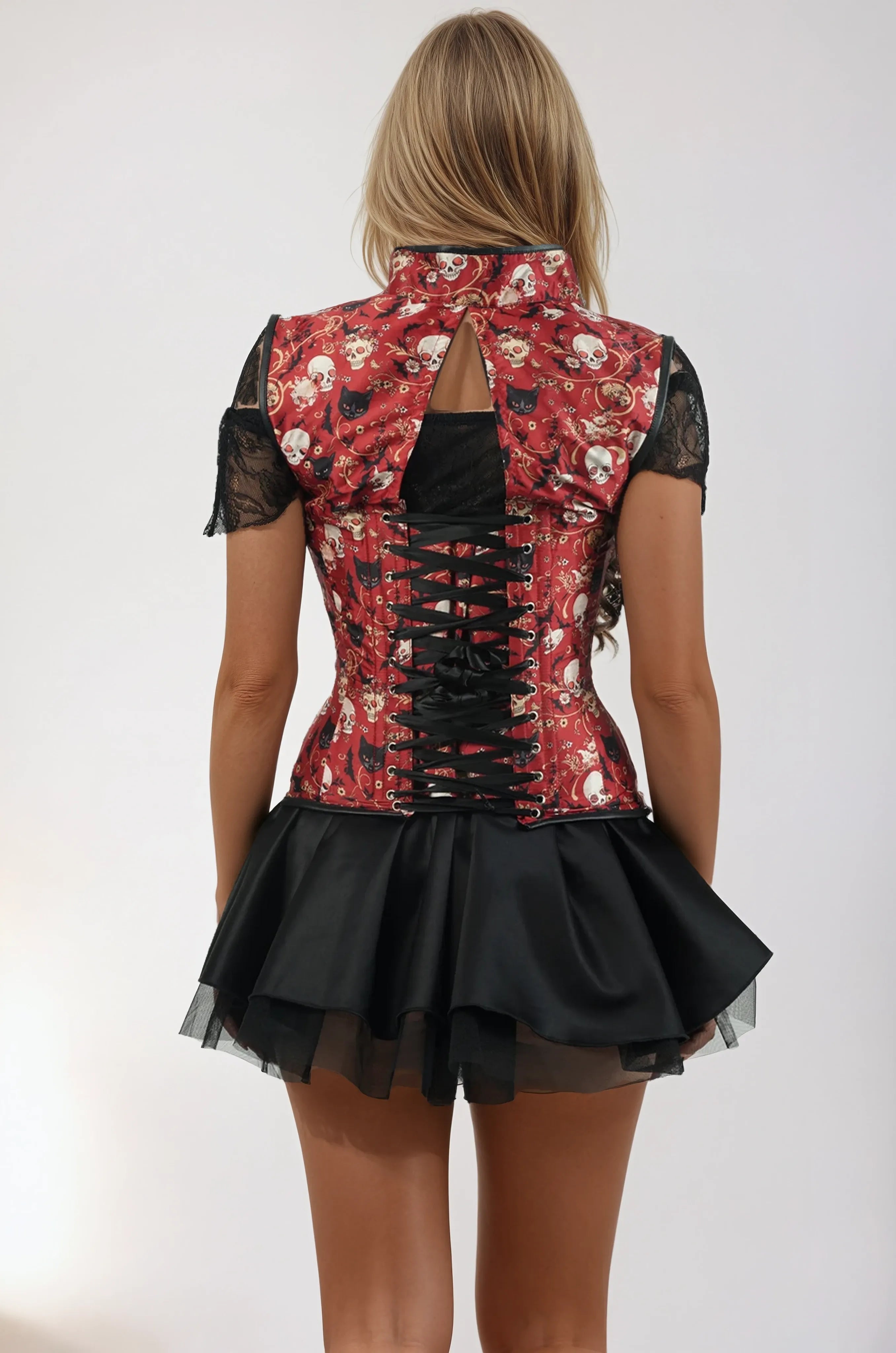 Latanya Skull Corset with Lapel Halter Strap