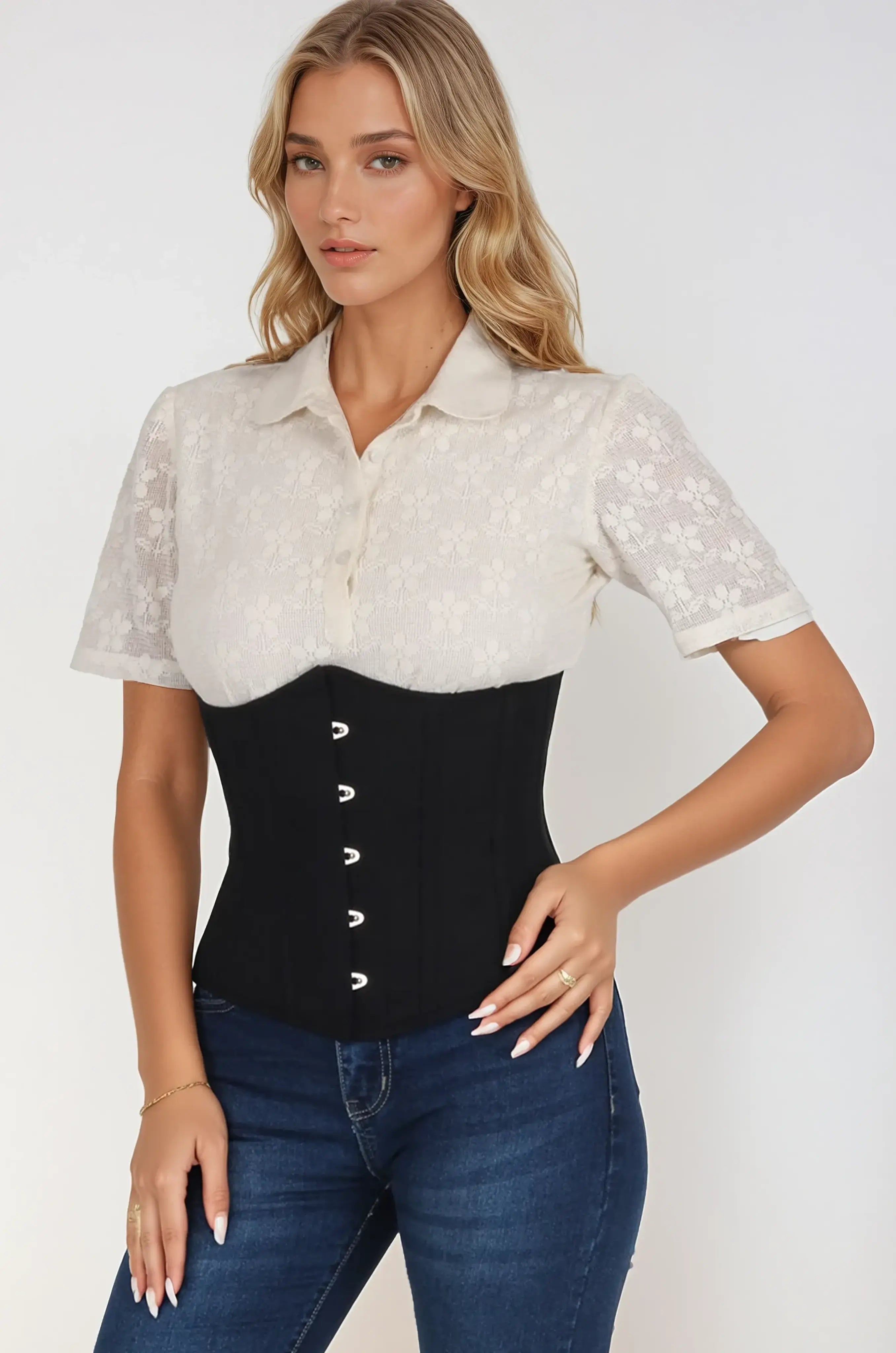 Kaylynne Black Cotton Underbust Corset