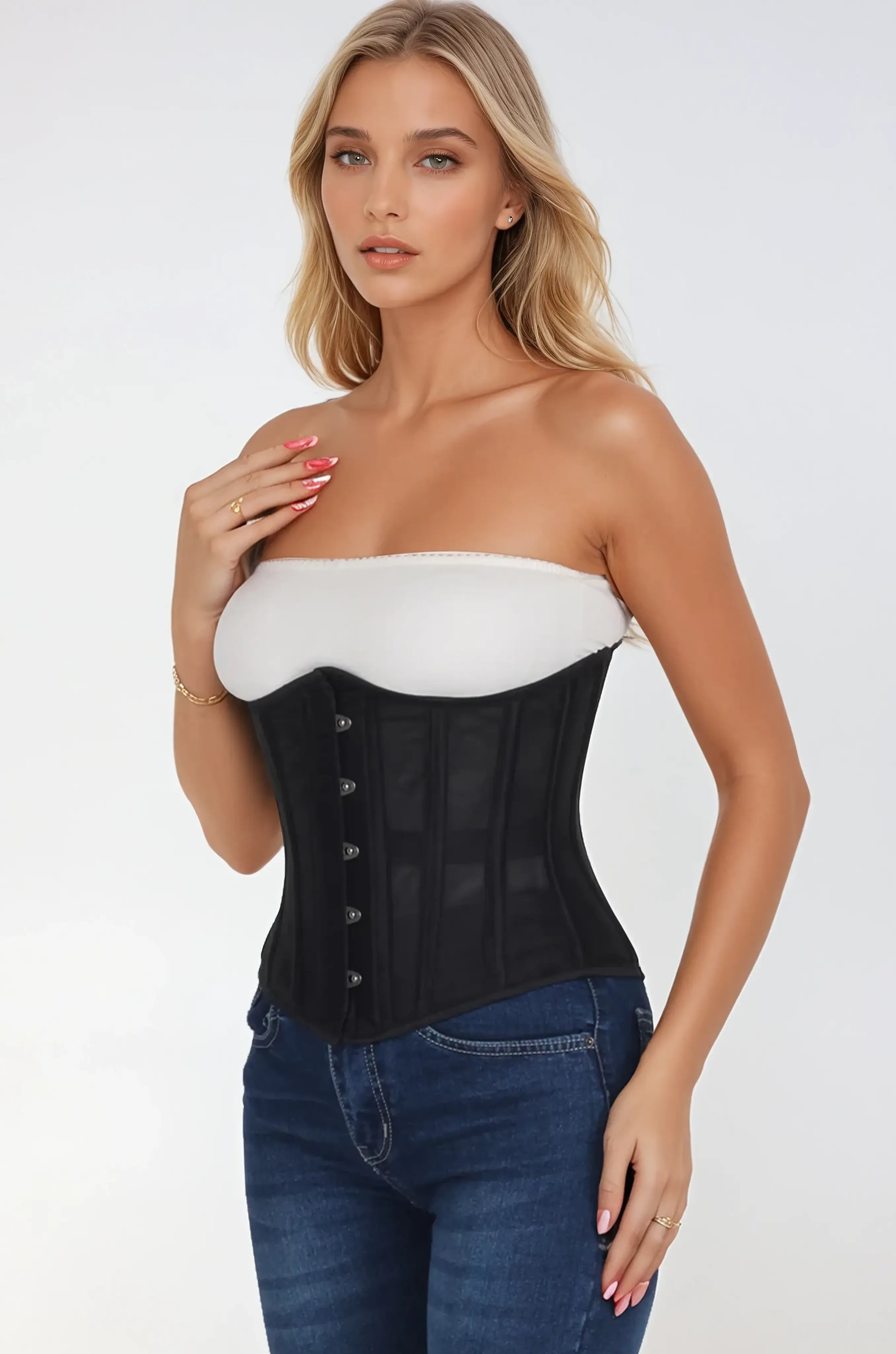 Hailley Black Mesh Underbust Corset