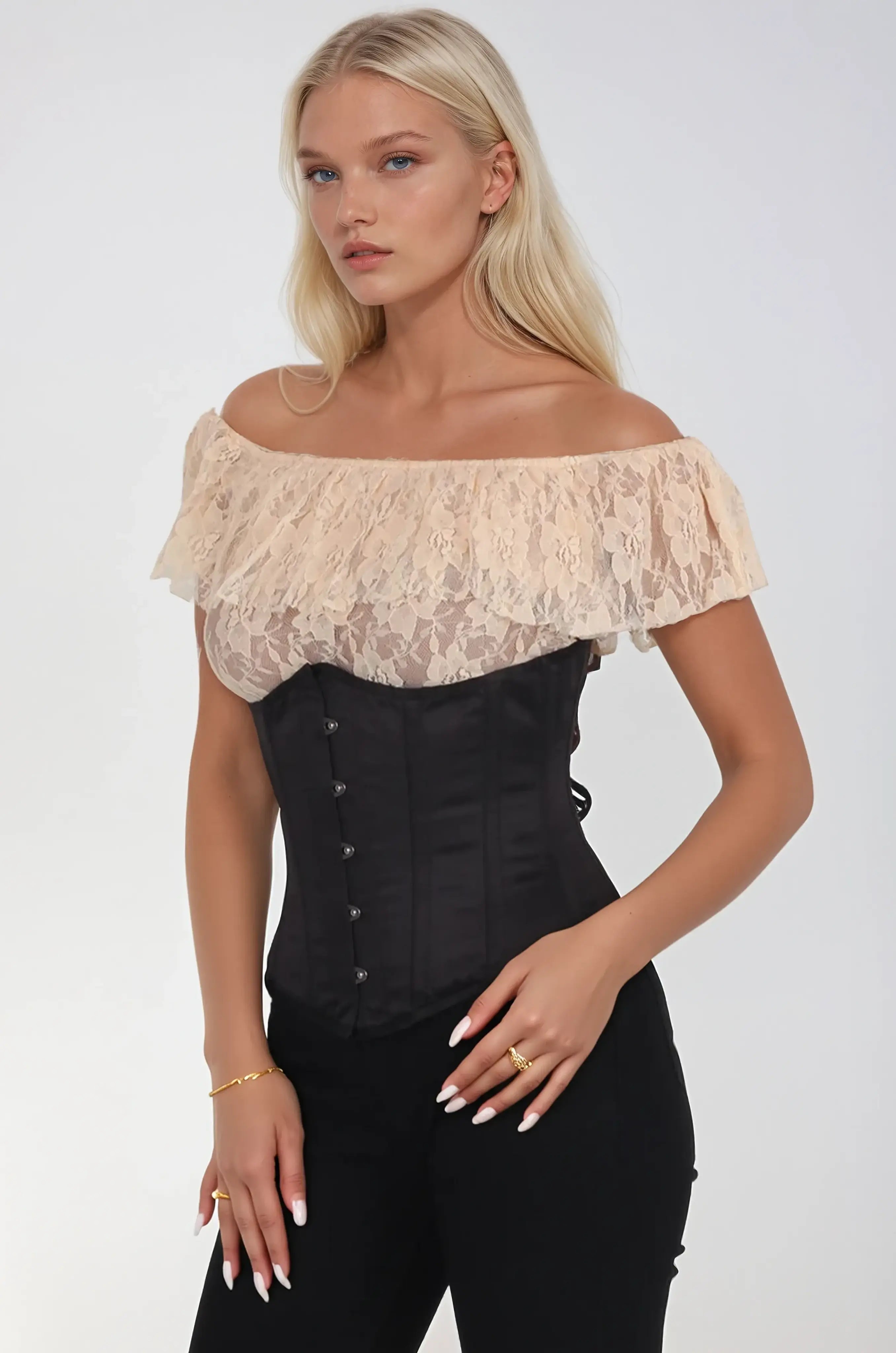 Joylynn Black Satin Underbust Corset