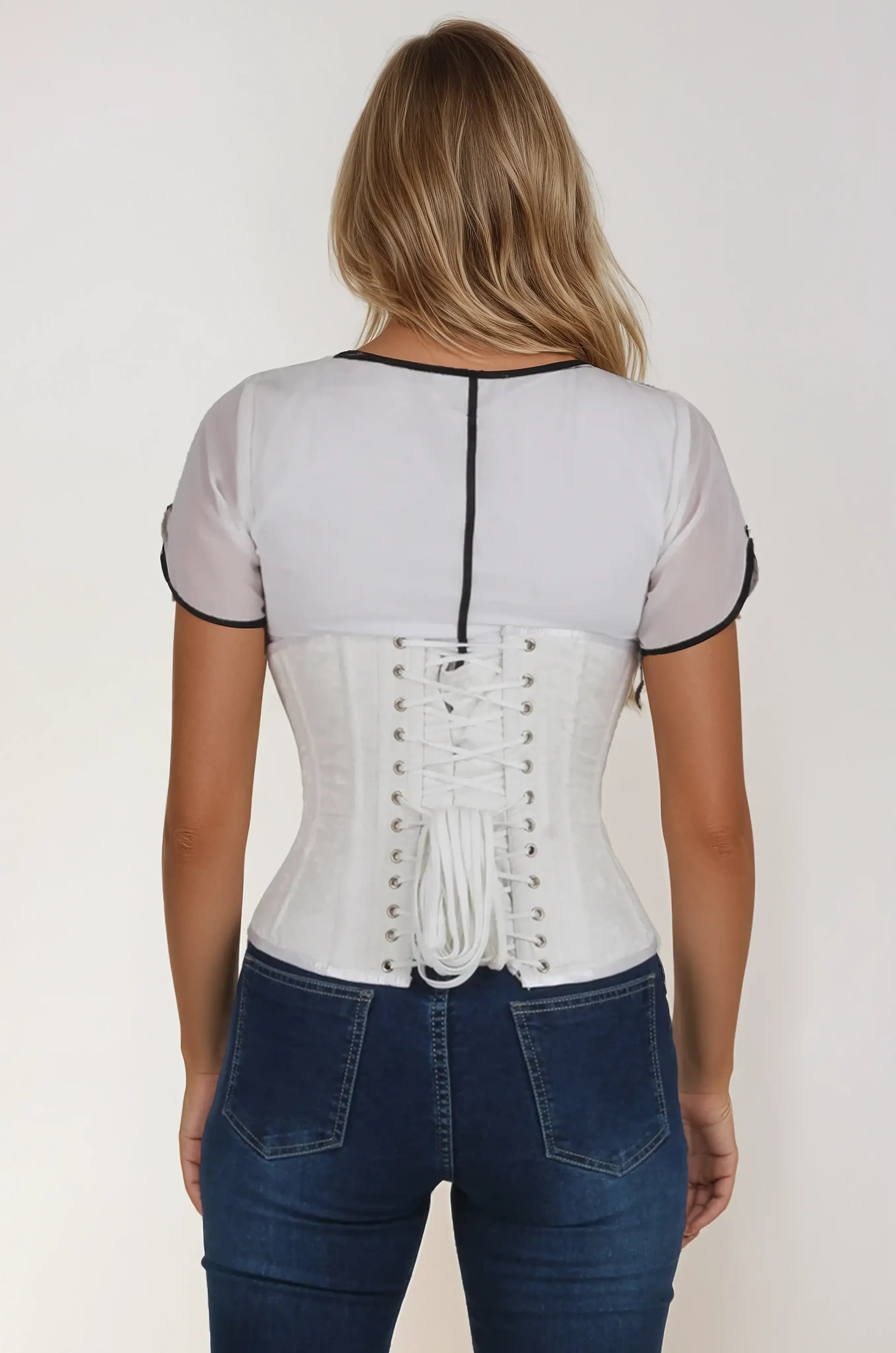 Breona White Brocade Underbust Corset
