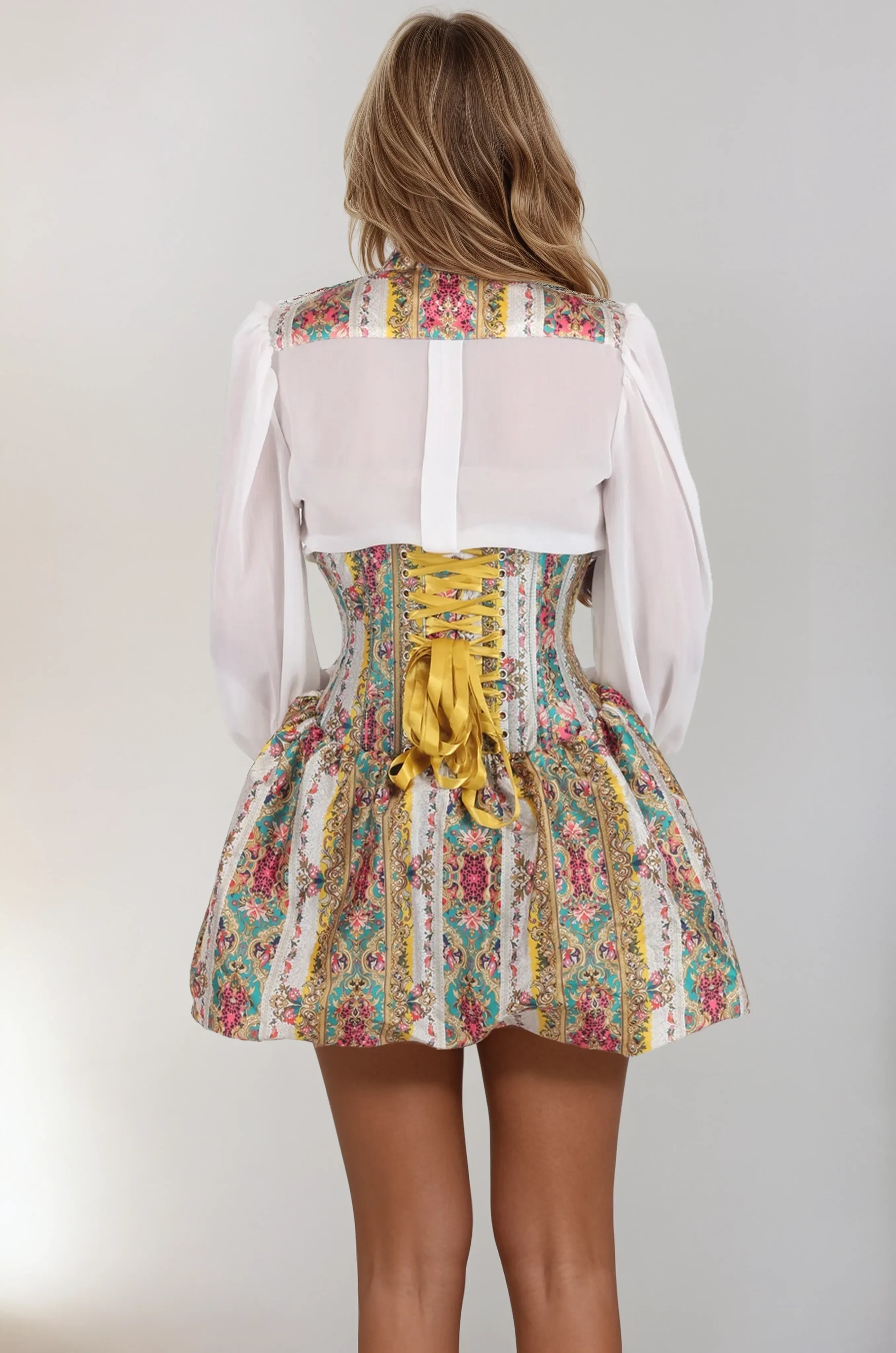 Ellen Eden Print Underbust Corset Dress With Shirt