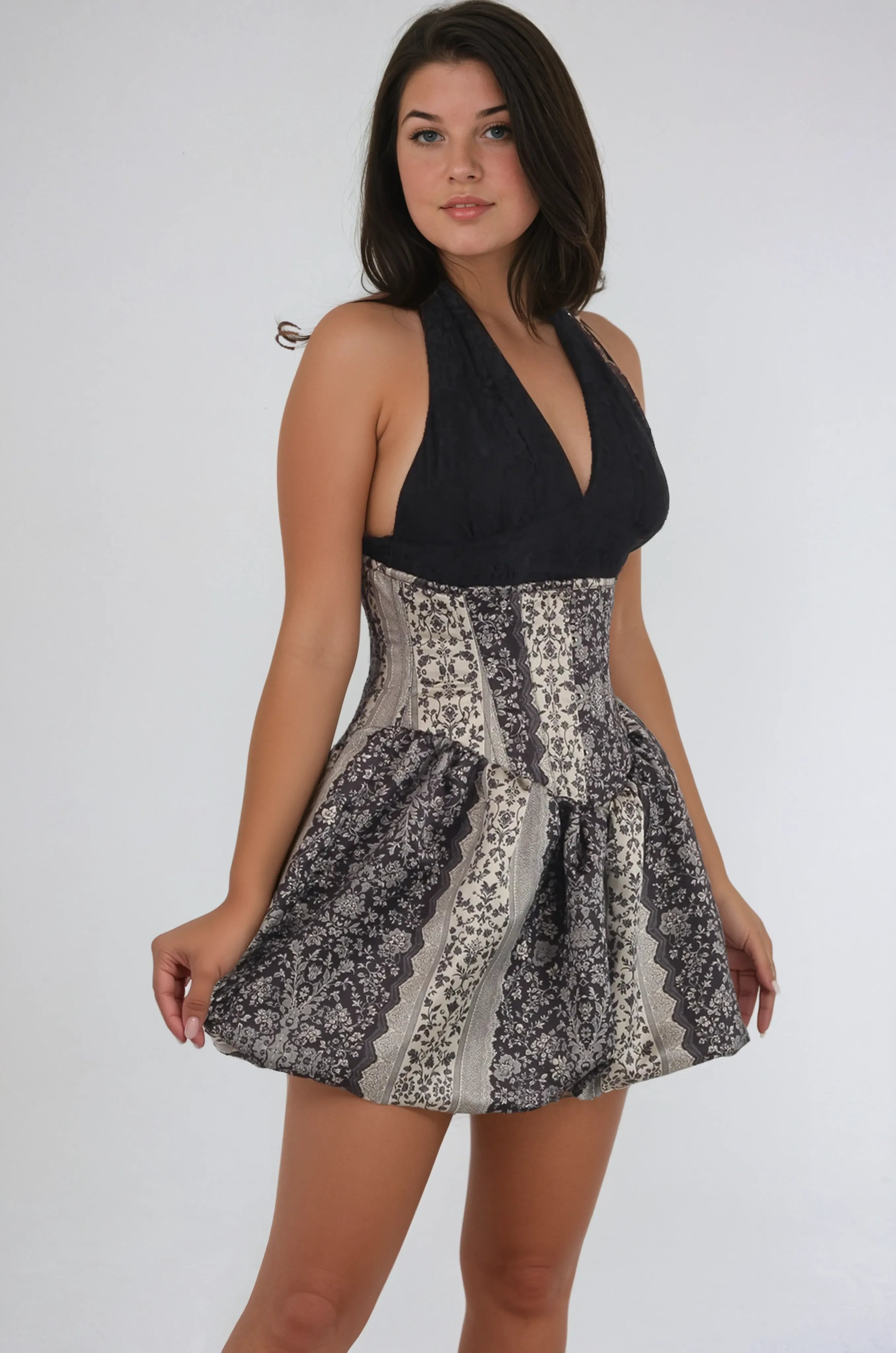 Sarai Baroque Stripe Underbust Corset Dress