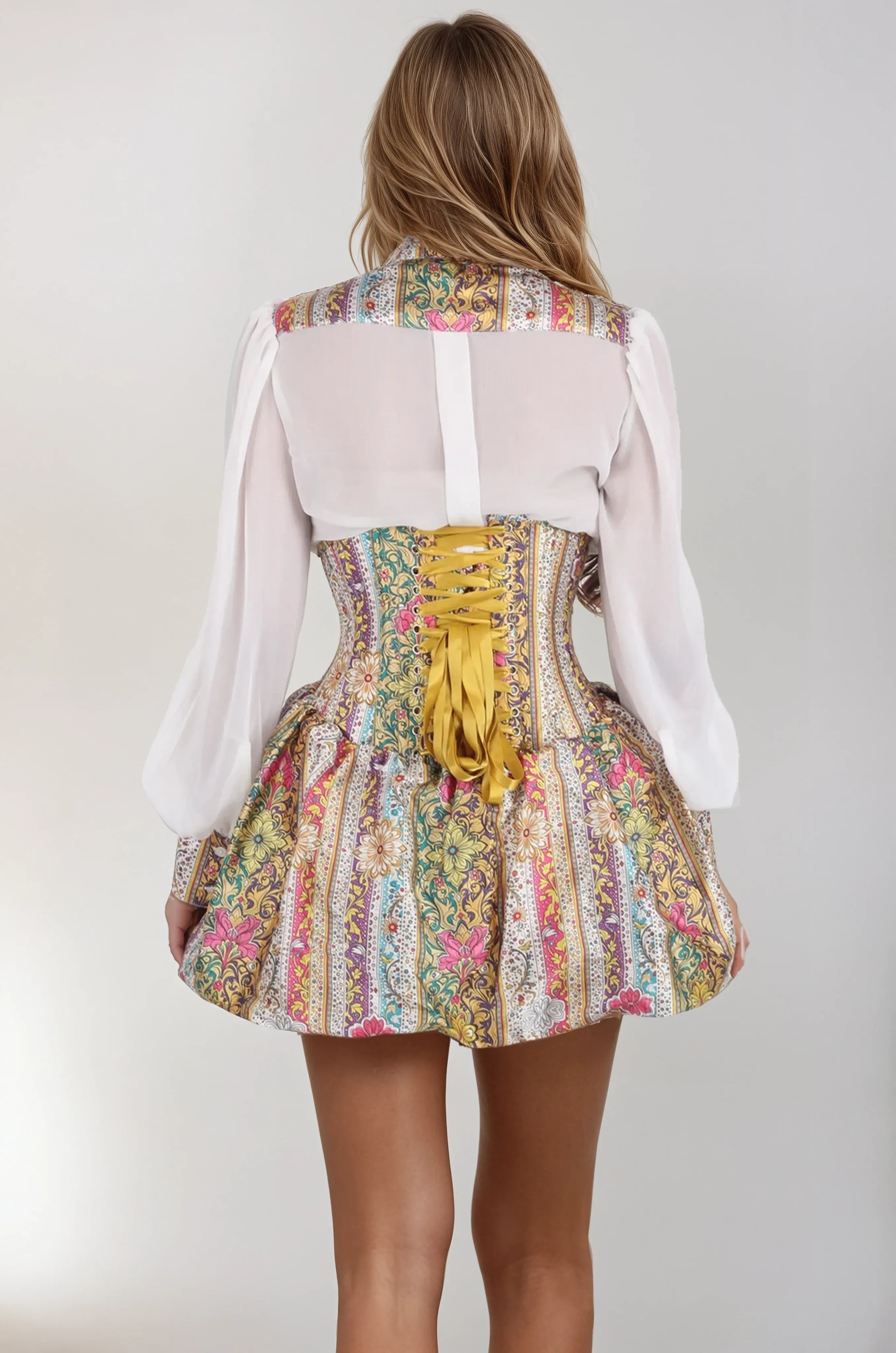 Maia Multicolored Underbust Corset Dress With Shirt