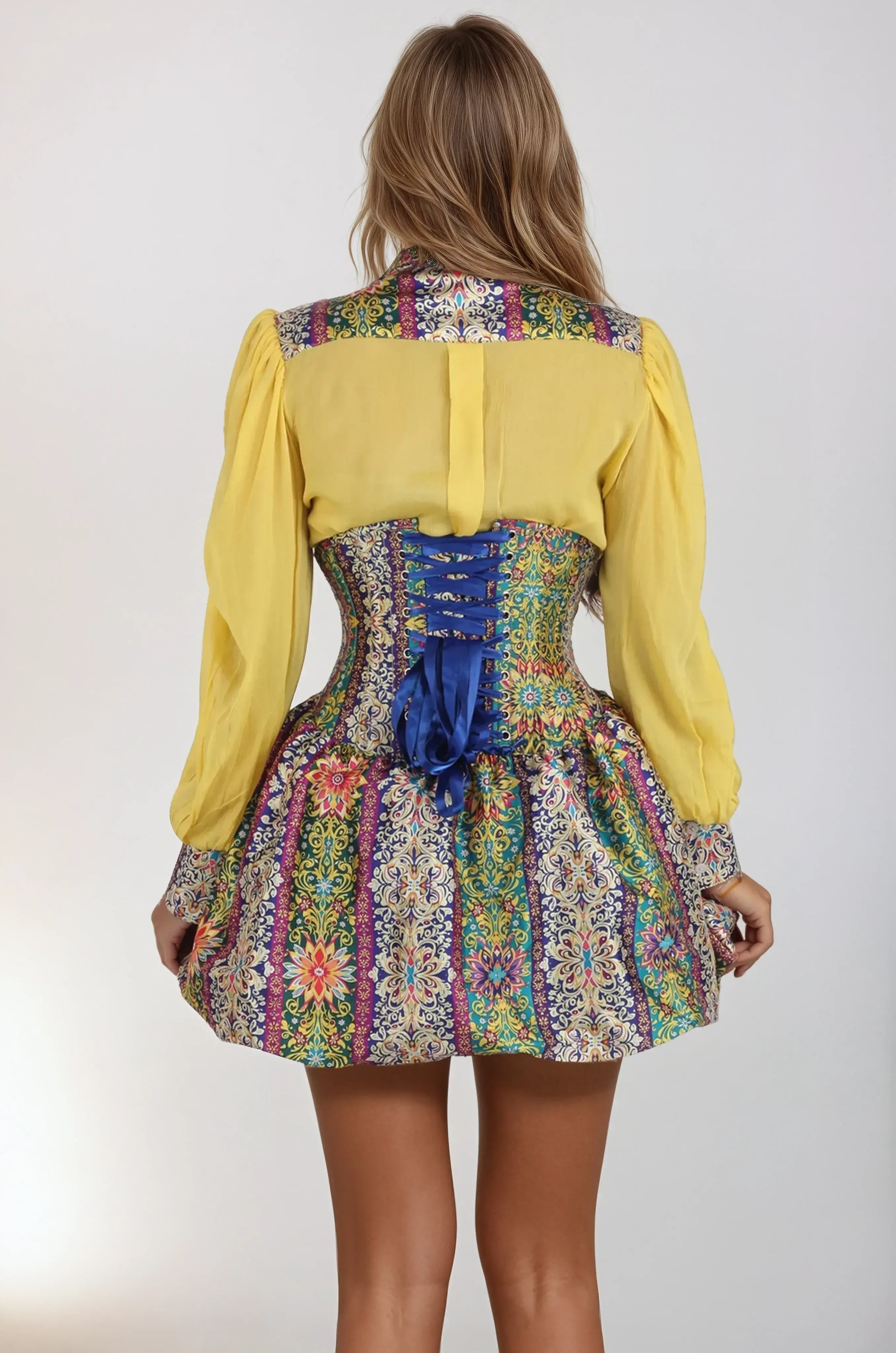 Holly Vibrant Floral Underbust Corset Dress With Shirt