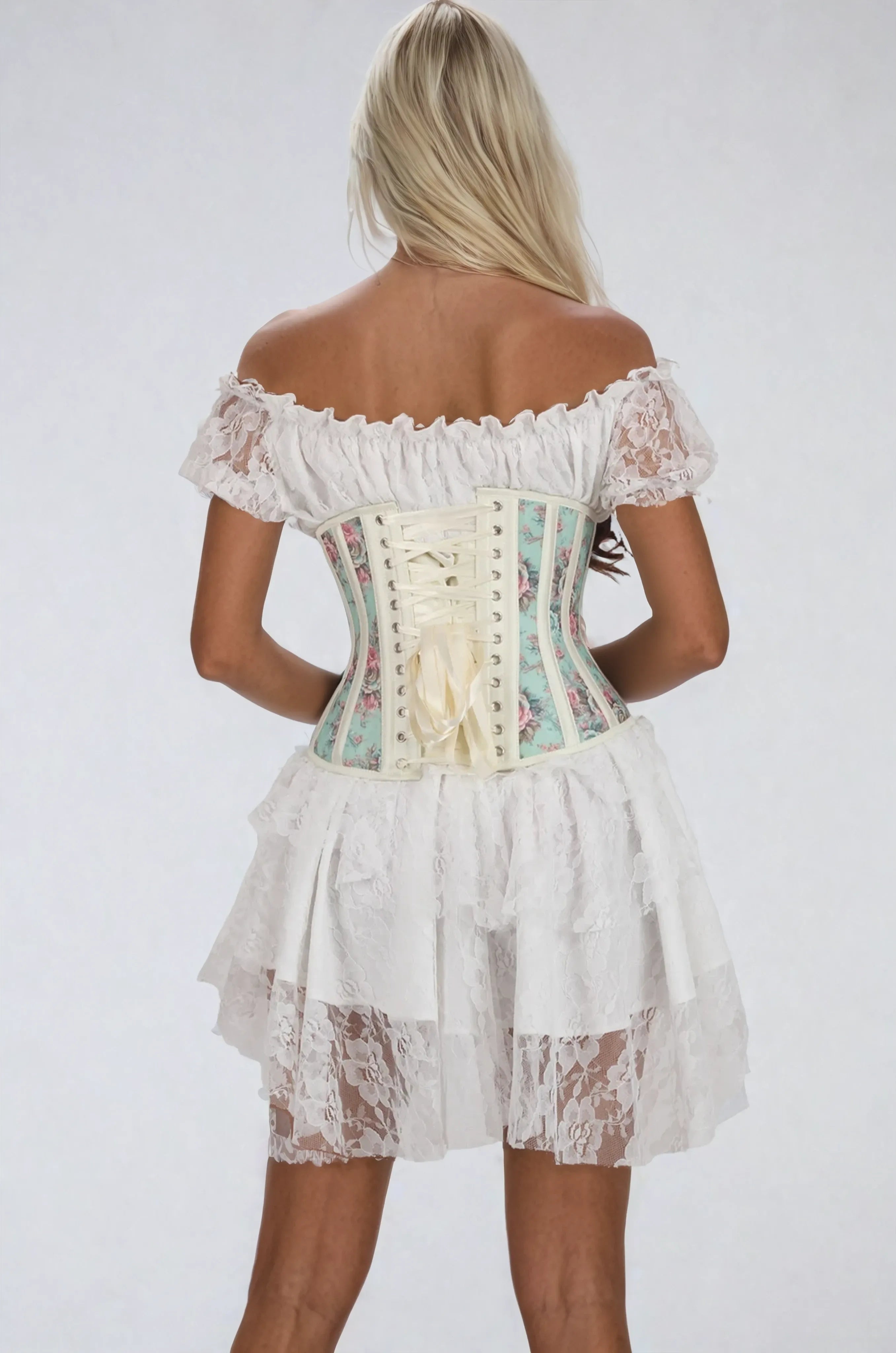 Bentlee Floral Print Mesh Corset