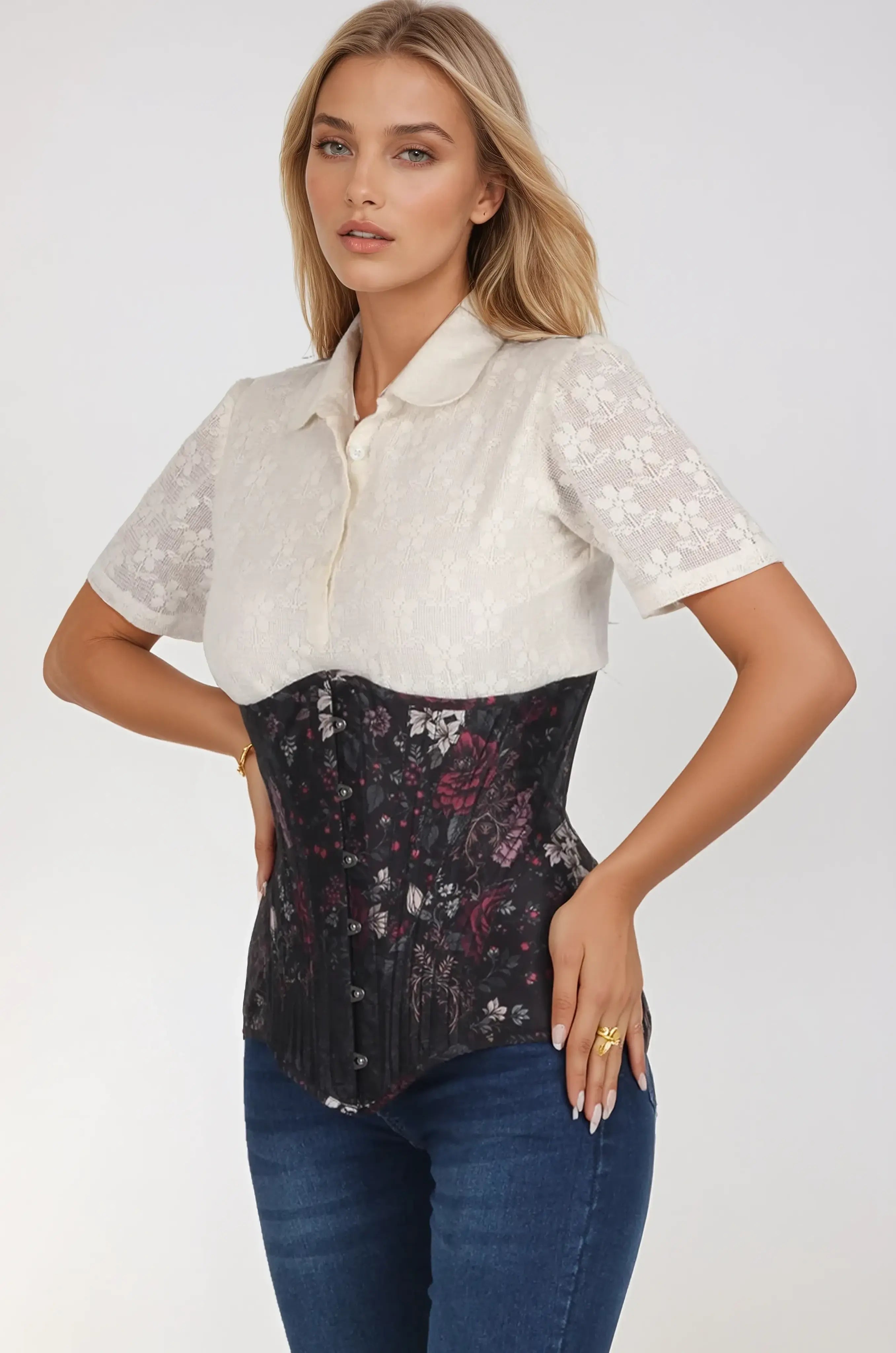 Sabrine Moody Floral Waist Trainer Corset