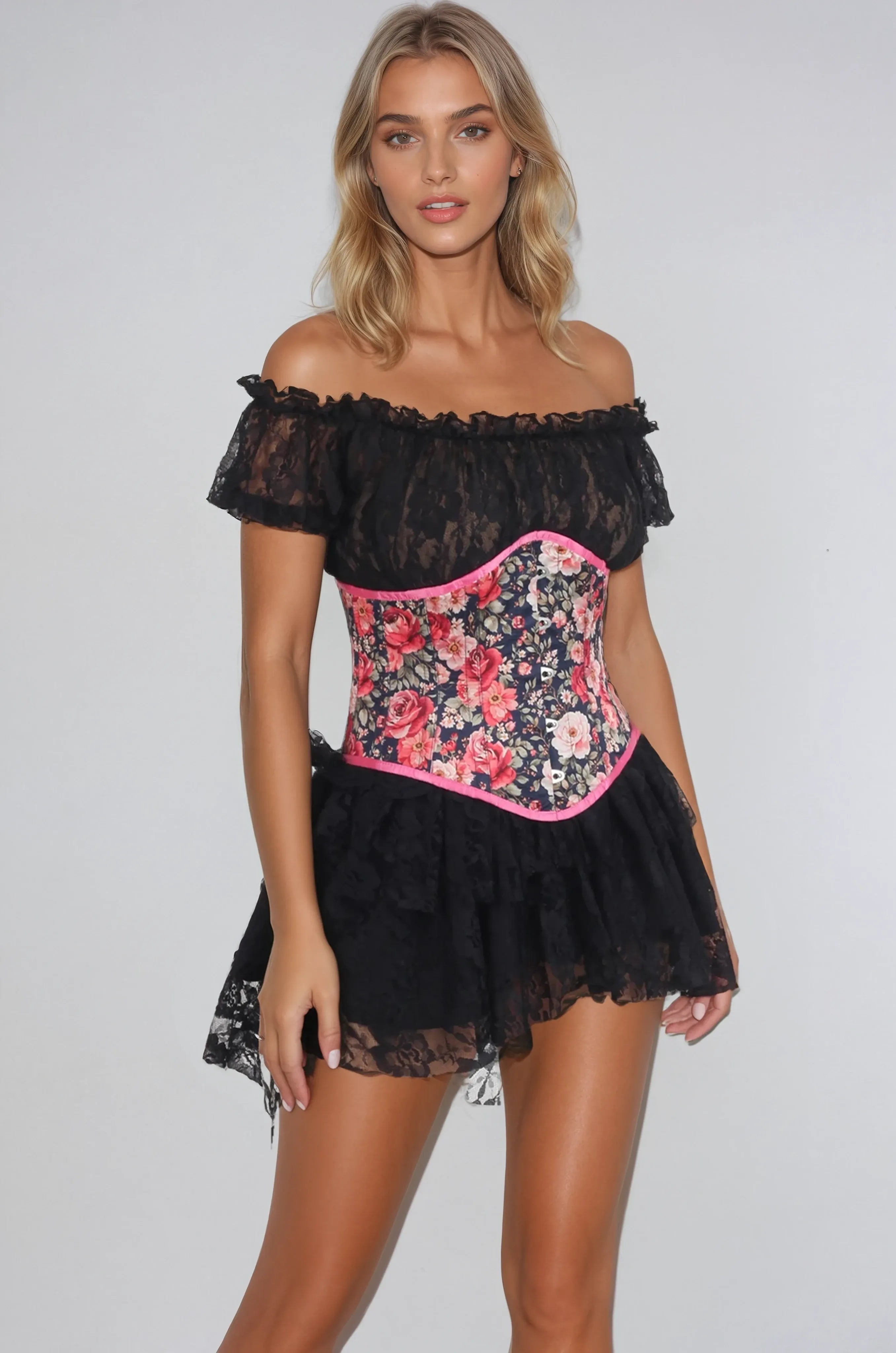 Beckham Midnight Garden Floral Corset