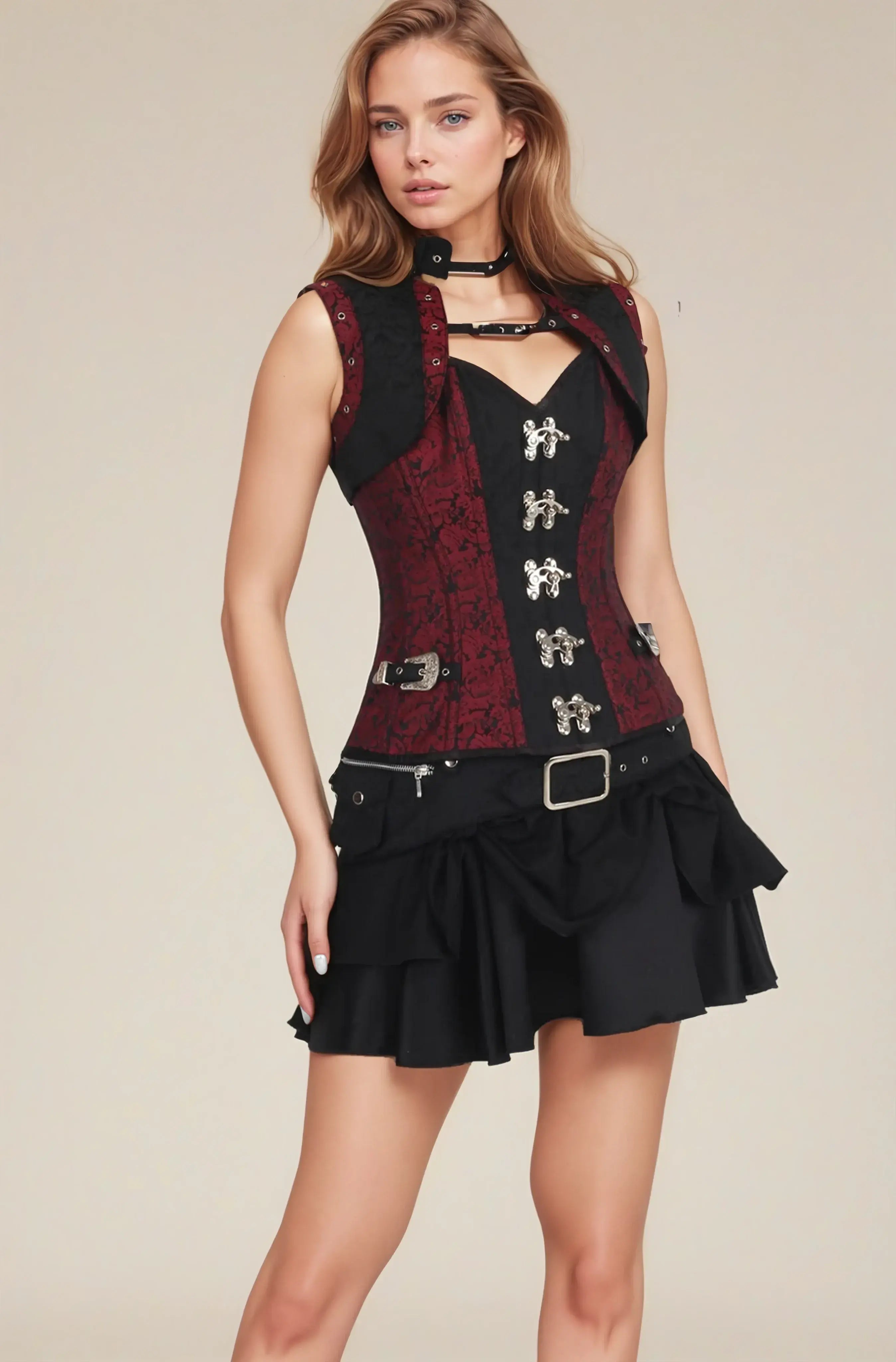 Emory Steampunk Overbust Corset with Shrug