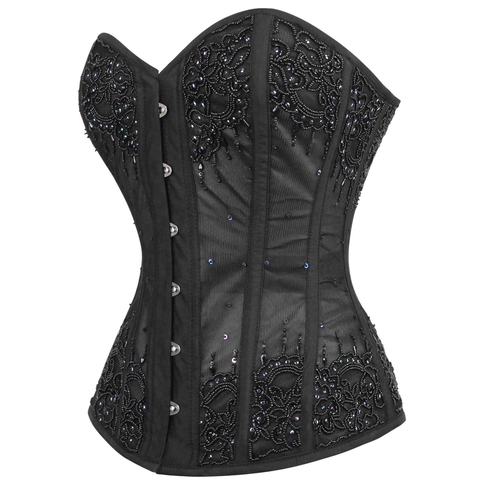 Zatanna Black Mesh Overbust Couture Corset