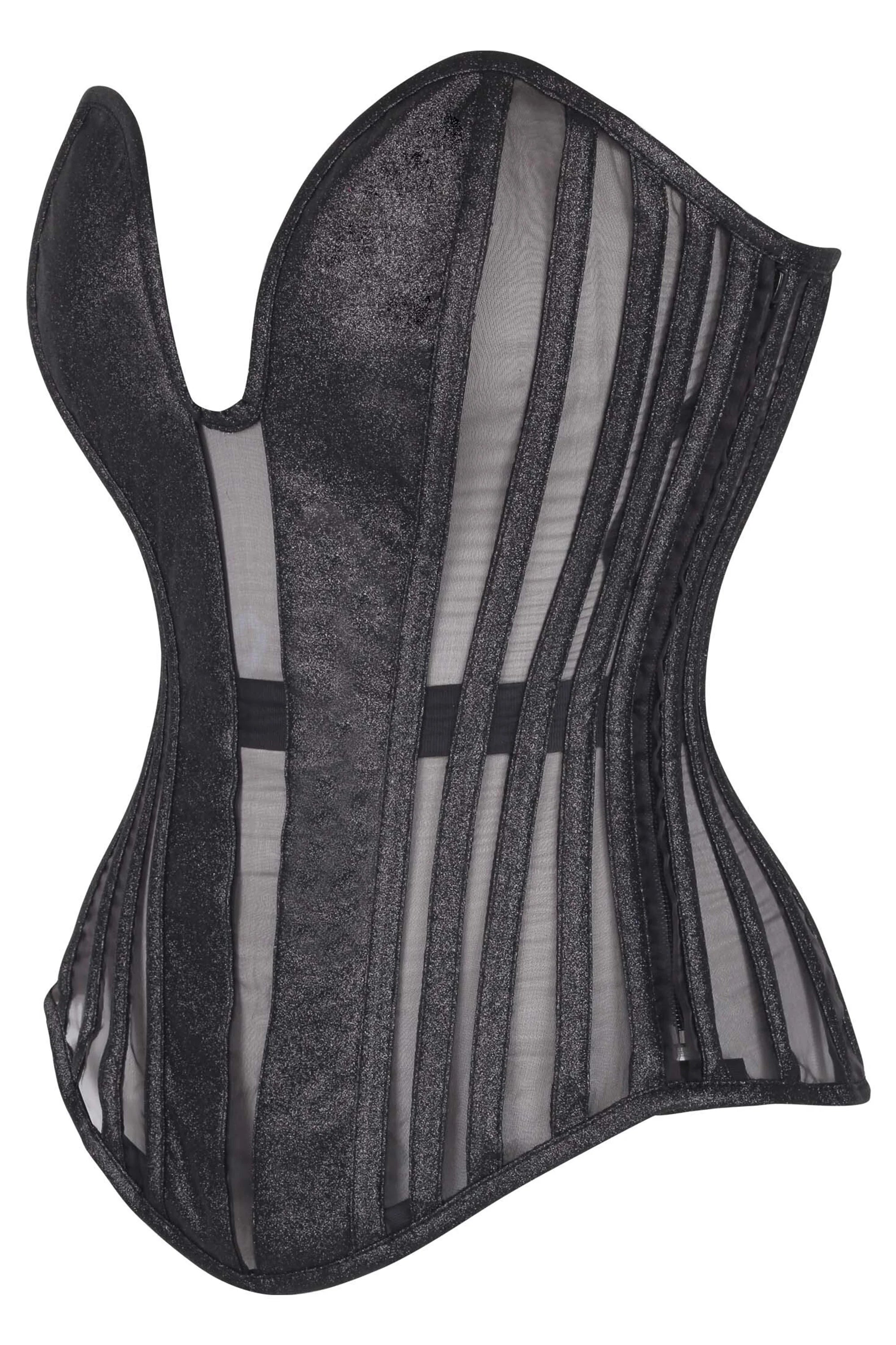 Farrin Black Overbust Corset with Plunge Neckline