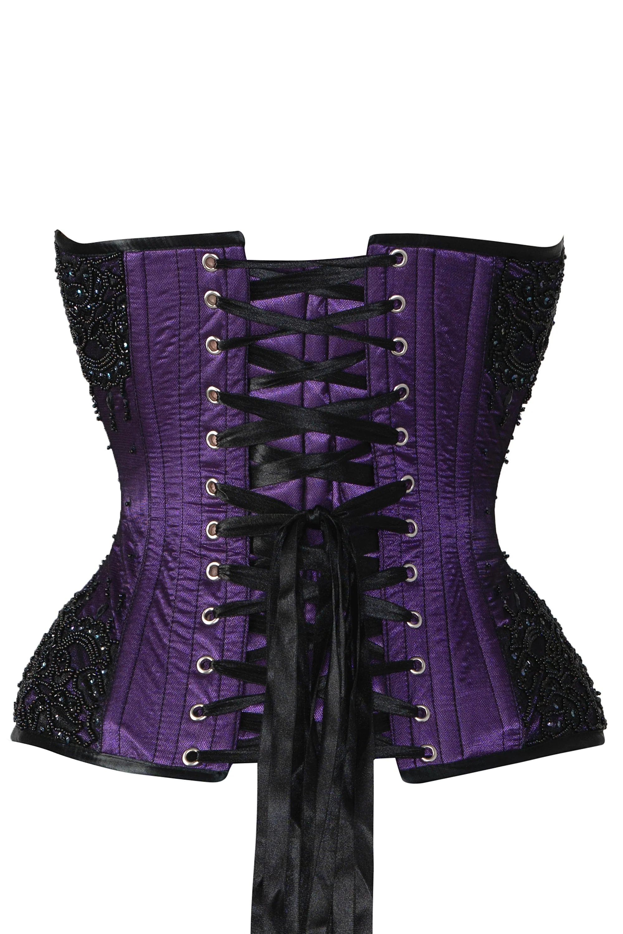 Raea Purple Satin with Lace Overlay Couture Corset