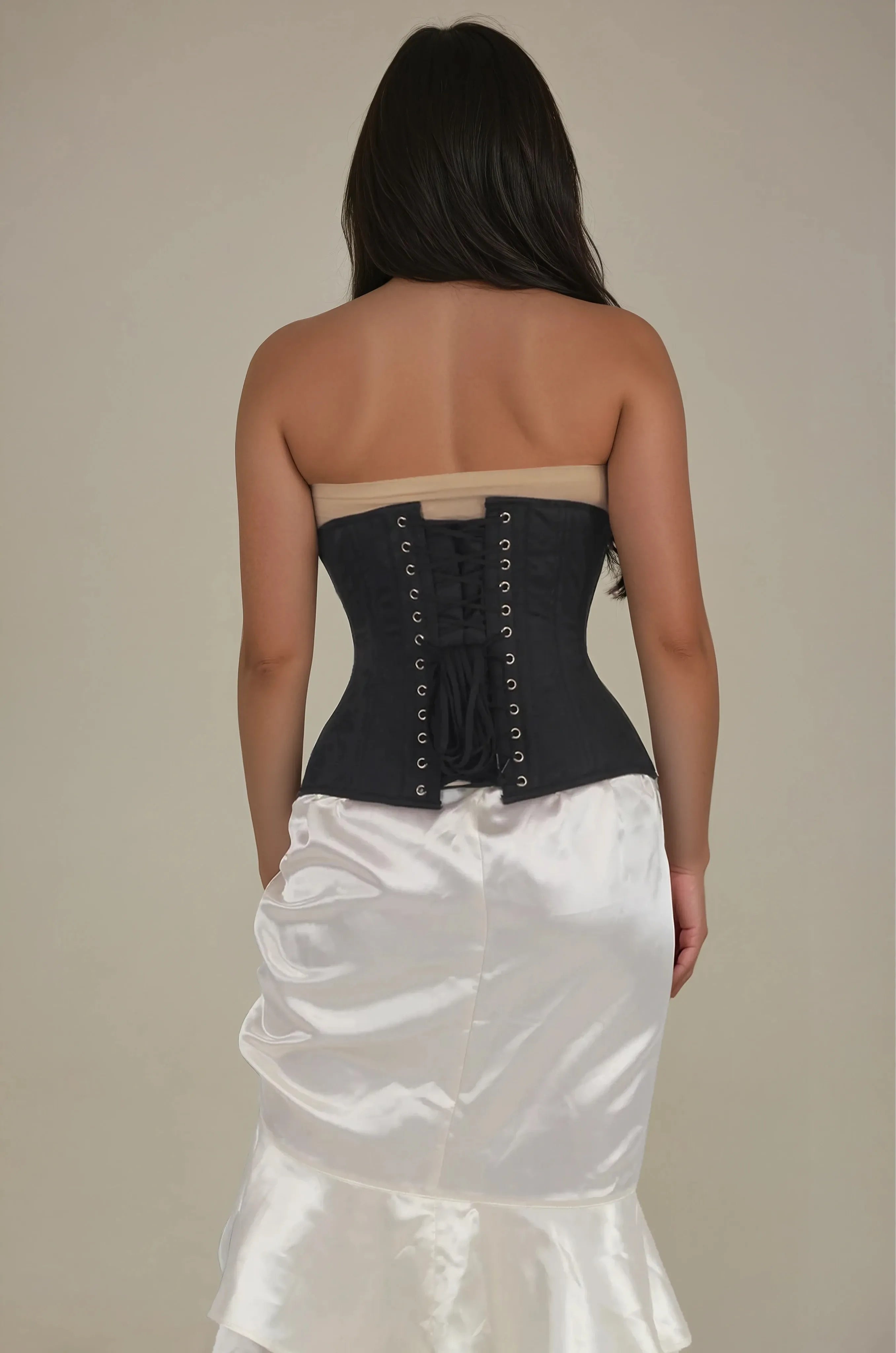 Emerie Waist Trainer Black Brocade Curvy Corset